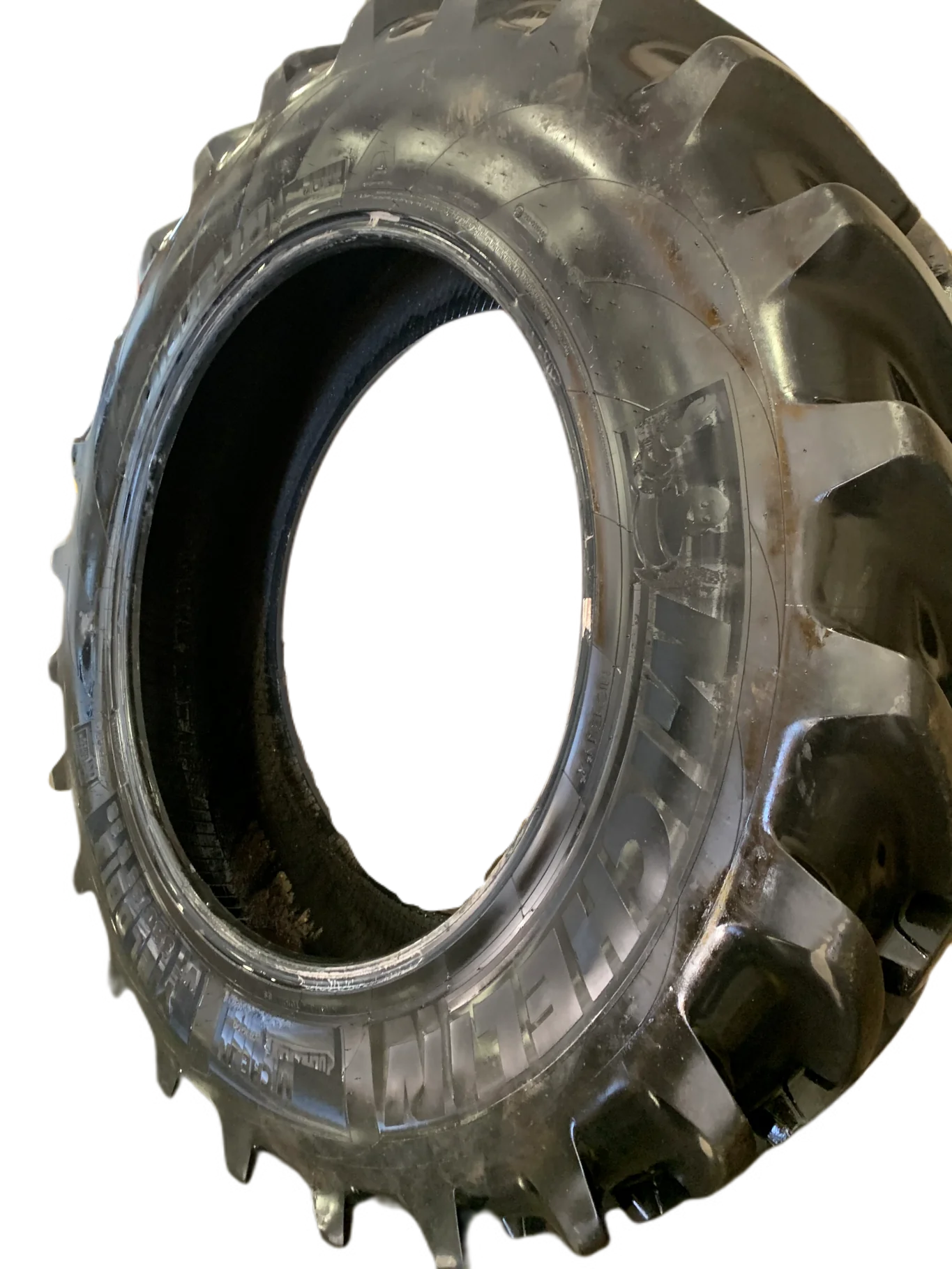 Used 95% VF380/95R38 Michelin YieldBib R-1W (154A8/154B) TL - Good Condition, Small Scratches on Lug