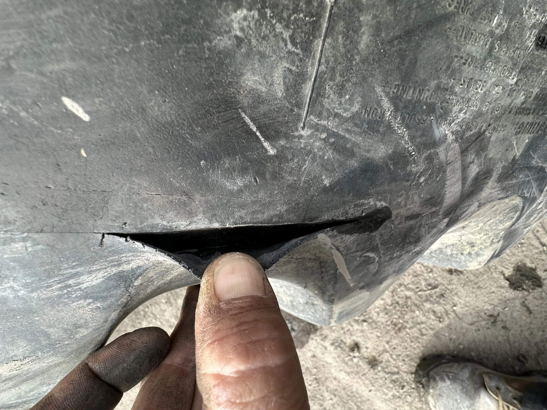 Used 65% 380/90R54 Firestone Radial 9000 R-1W (152B) TL (Lug Cuts, Weathering, Sidewall) - Poor Cond image 8