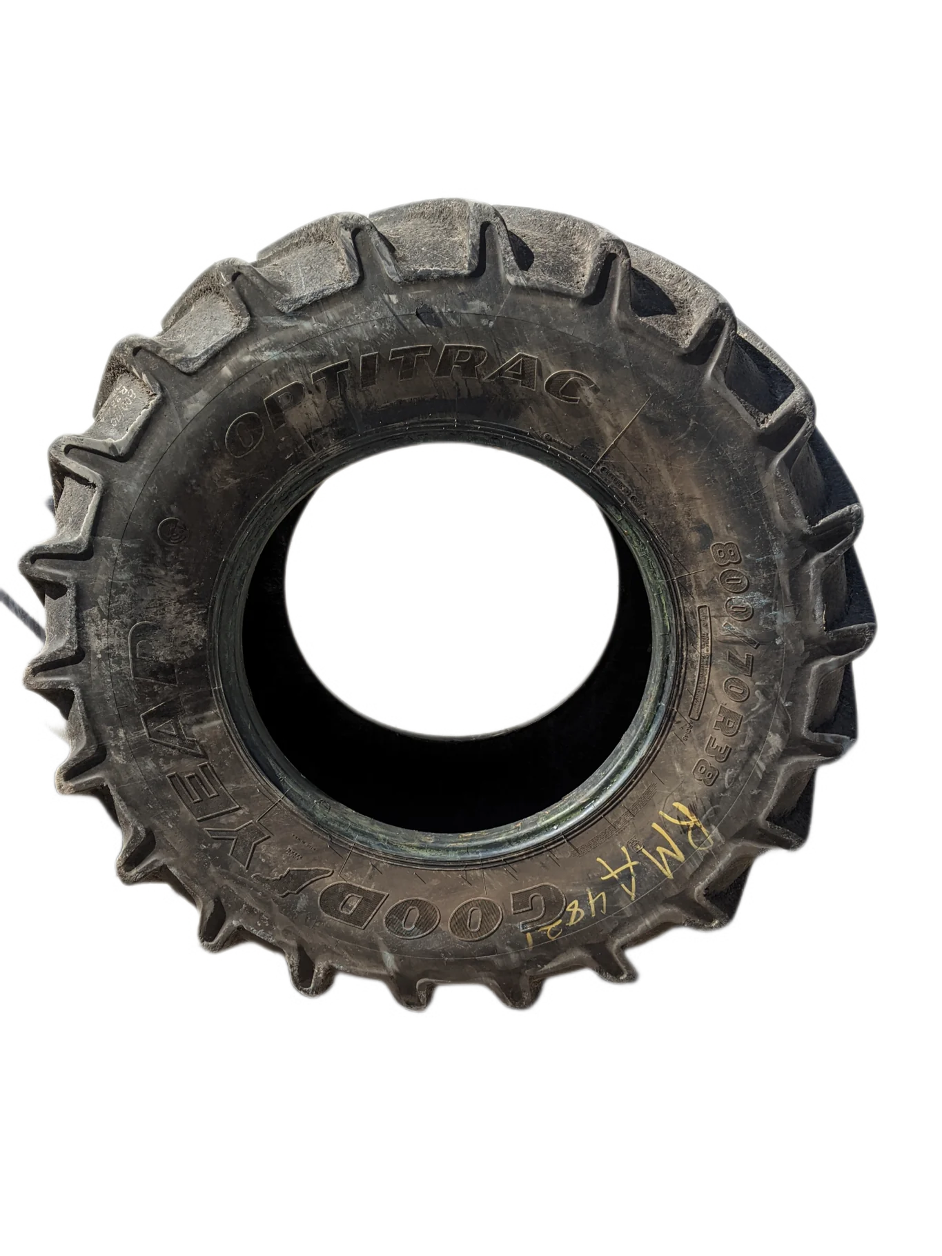Used 80% 800/70R38 Goodyear Optitrac (173D) R-1W TL (Large Amount of Stubble and Weathering between image 2