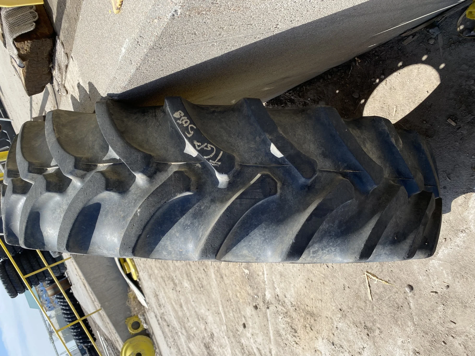 Used 98% 380/90R54 Firestone Radial 9000 R-1W (152B) TL - (Lug Cuts; Sidewall Cuts)