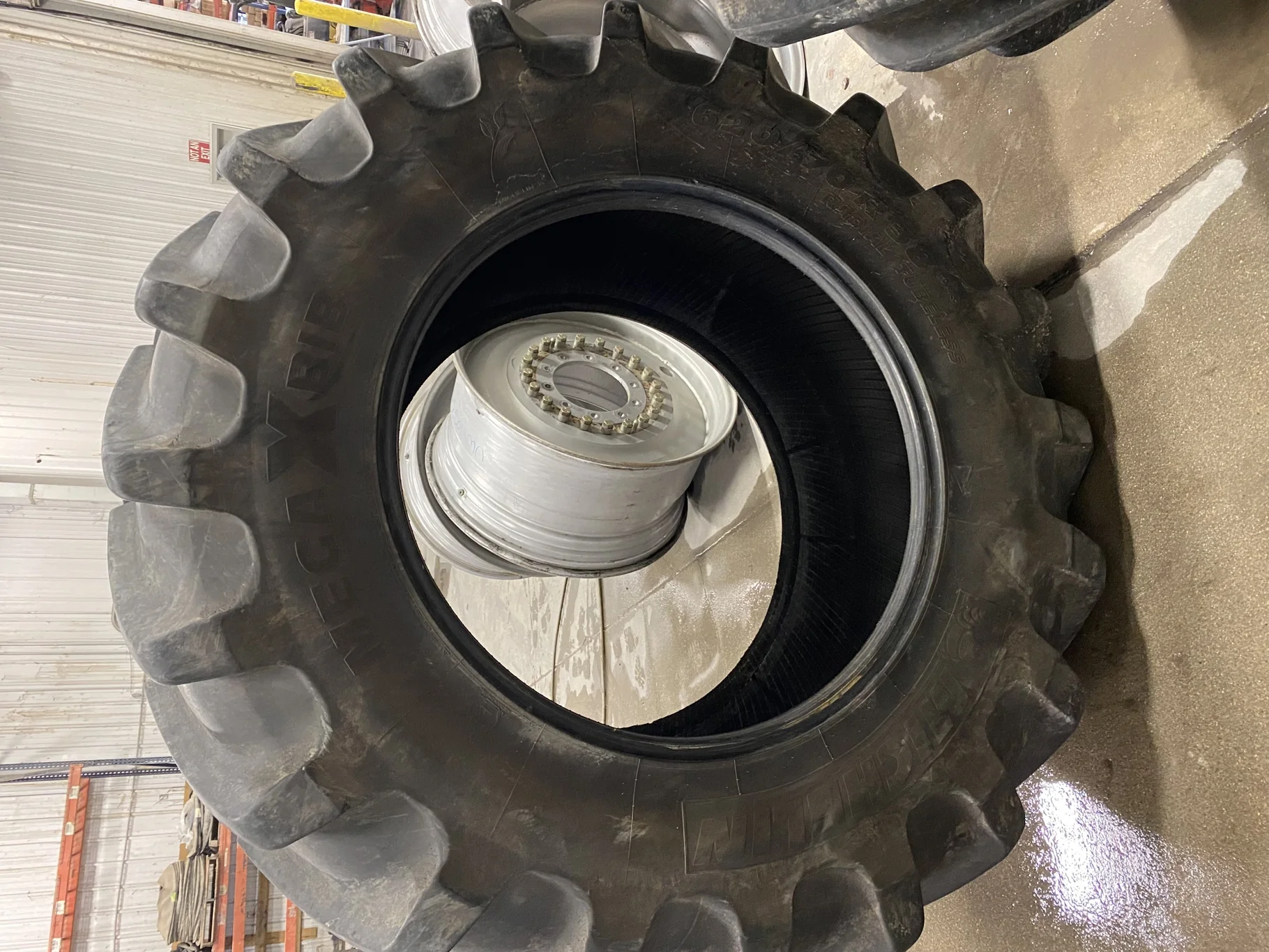 Used 70% 620/70R38 Michelin MegaXBib IR-1W (170A8/B) TL - (stubble, uneven tread wear, lug stubble,