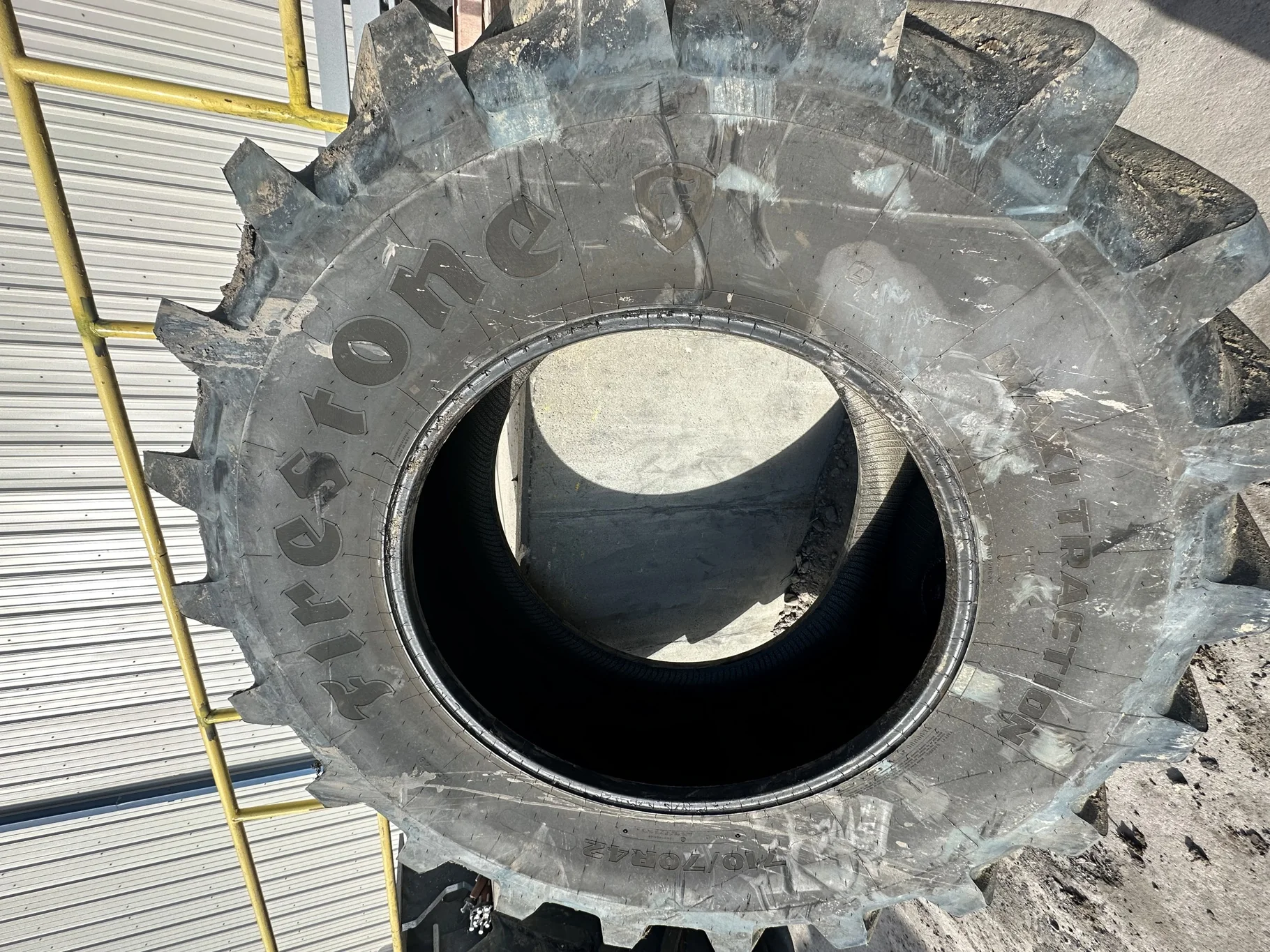 Used 97% 710/70R42 Firestone Maxi Traction R-1W 168D (Lug Cuts, Road Wear, Lug Stubble)