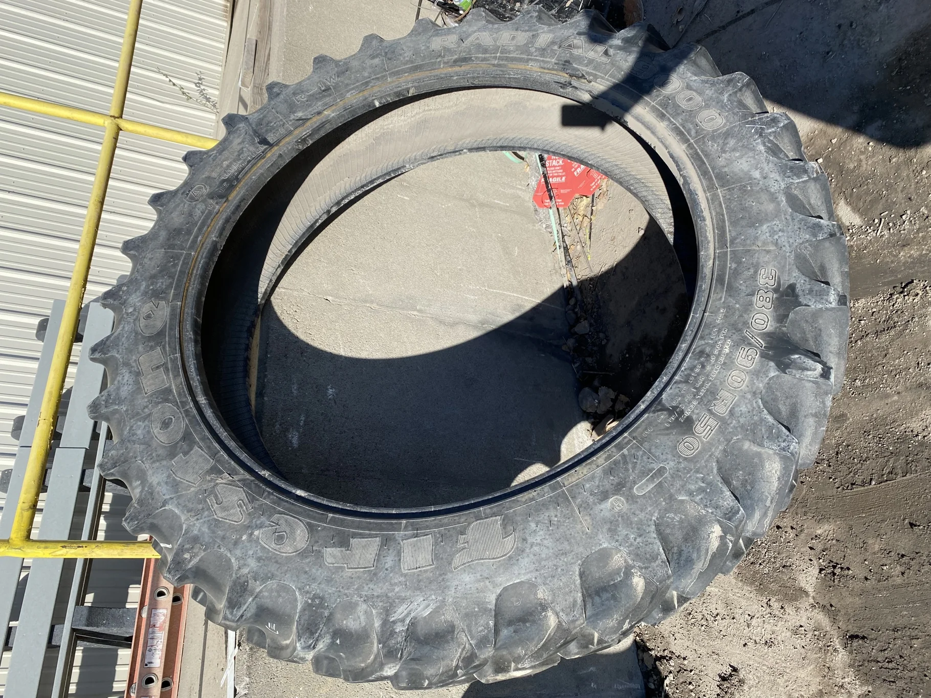 Used 80% 380/90R50 Firestone Radial 9000 R-1W 151B TL - lug stubble image 2