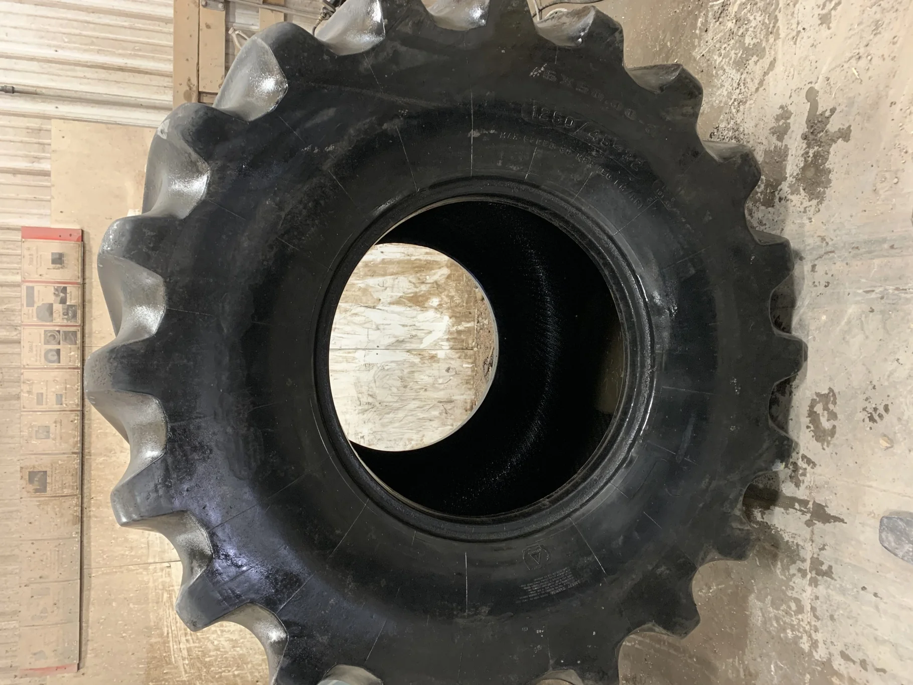 Used 80% IF1250/45-32 Firestone  R-1W 177B (stubble) Side wall Cracks, Lug Damage image 2
