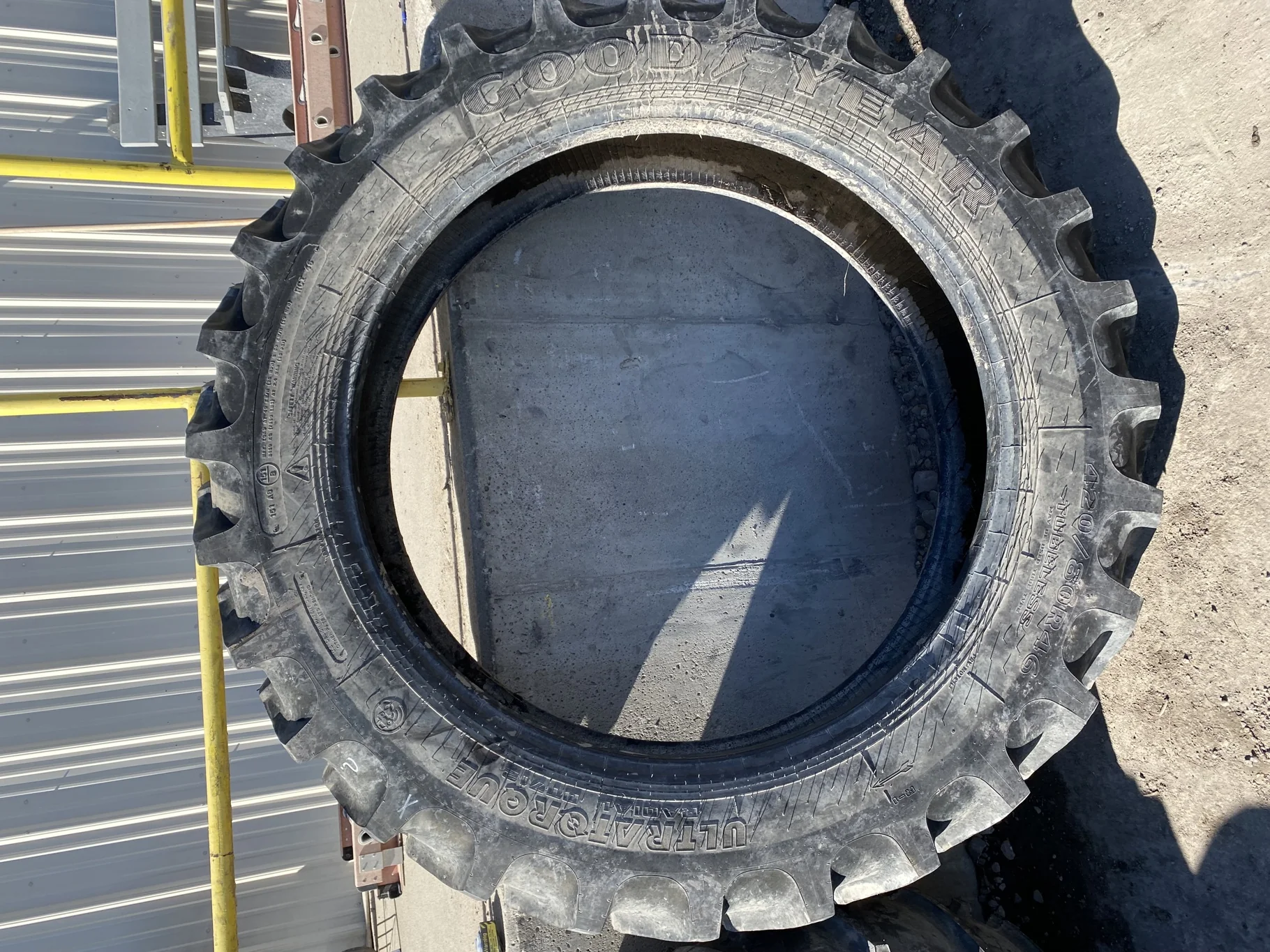 Used 90% 420/80R46 Goodyear Ultra Torque Radial DT712 R-1 151A8/B TL - lug cut, light lug stubble, b