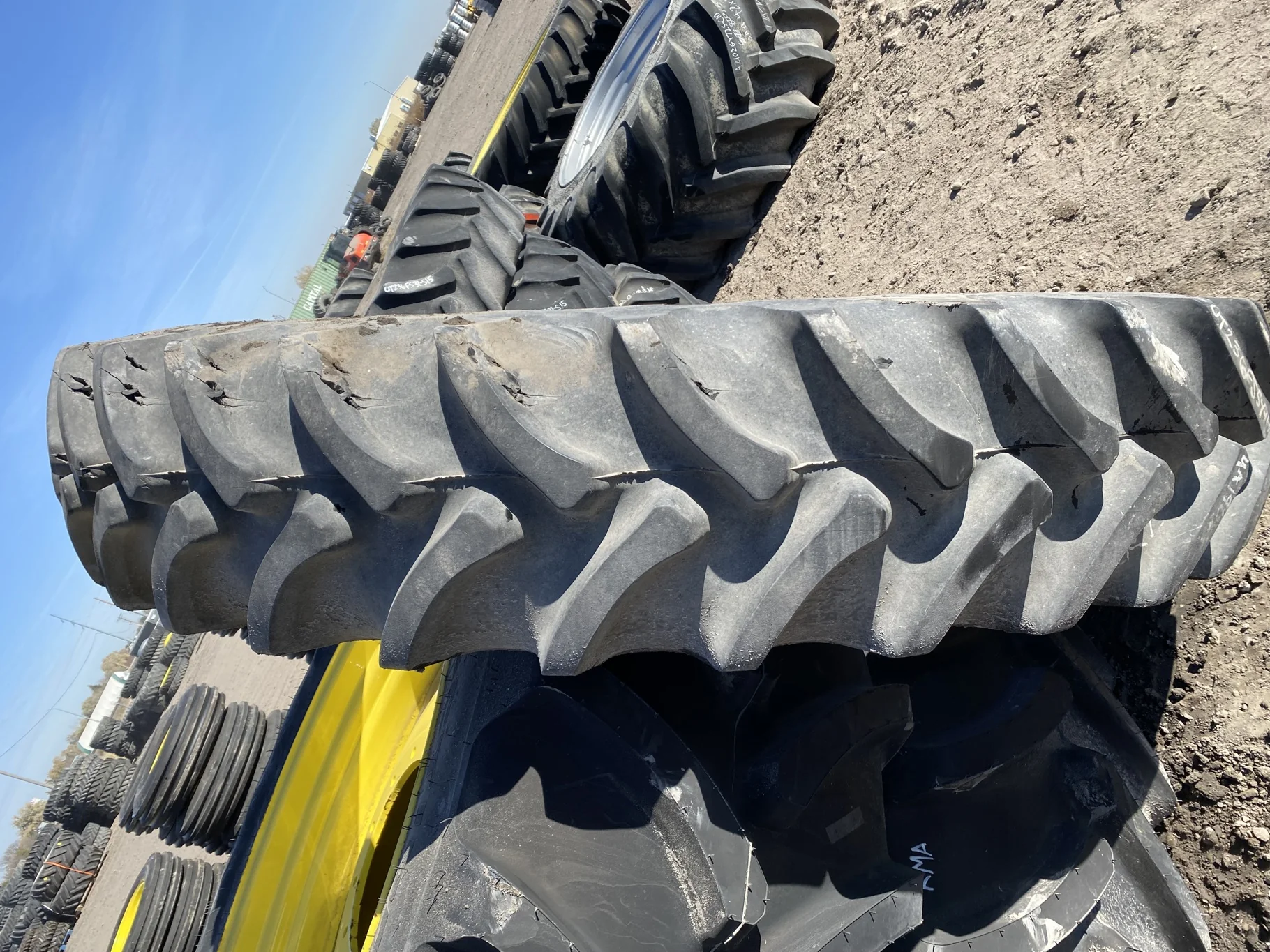 Used 90% 380/90R54 Firestone Radial 9000 R-1W (152B) TL (Lug Cuts, Side wall cuts, Chunks Of Lugs Mi image 5