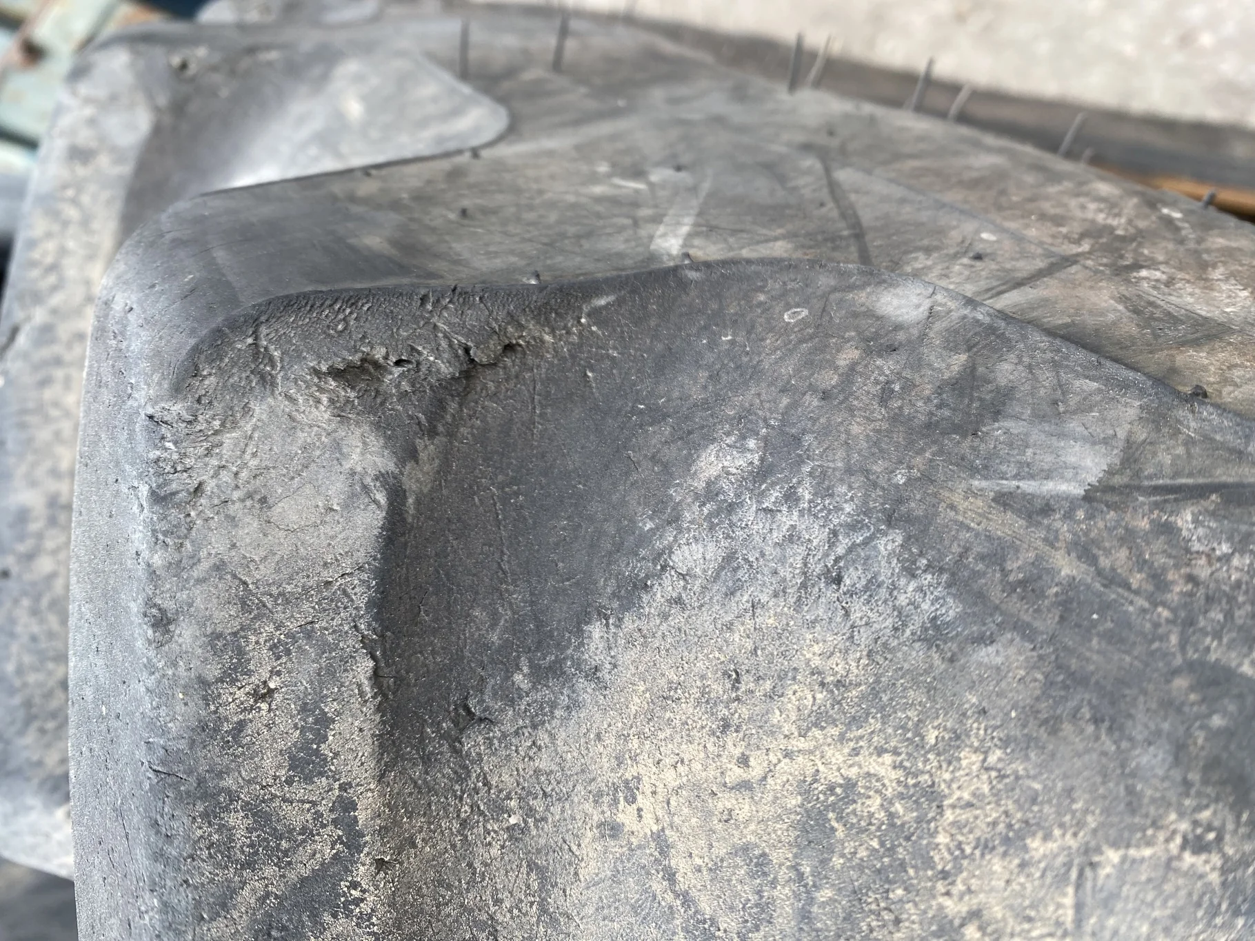 Used 90% 340/85R28 Firestone Performer 85 127D TL (lug cuts, chunks, stubble, weathering, between tr image 4