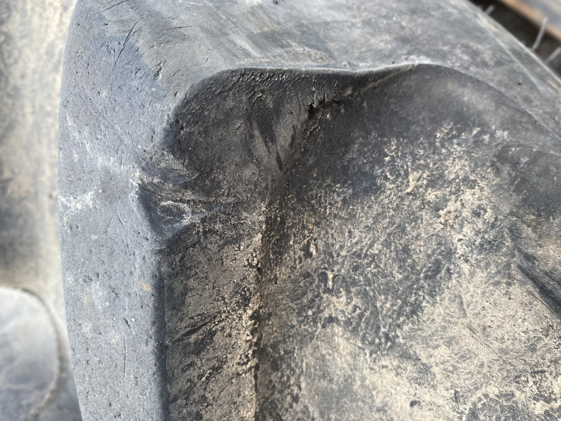 Used 90% 340/85R28 Firestone Performer 85 127D TL (lug cuts, chunks, stubble, weathering, between tr image 6