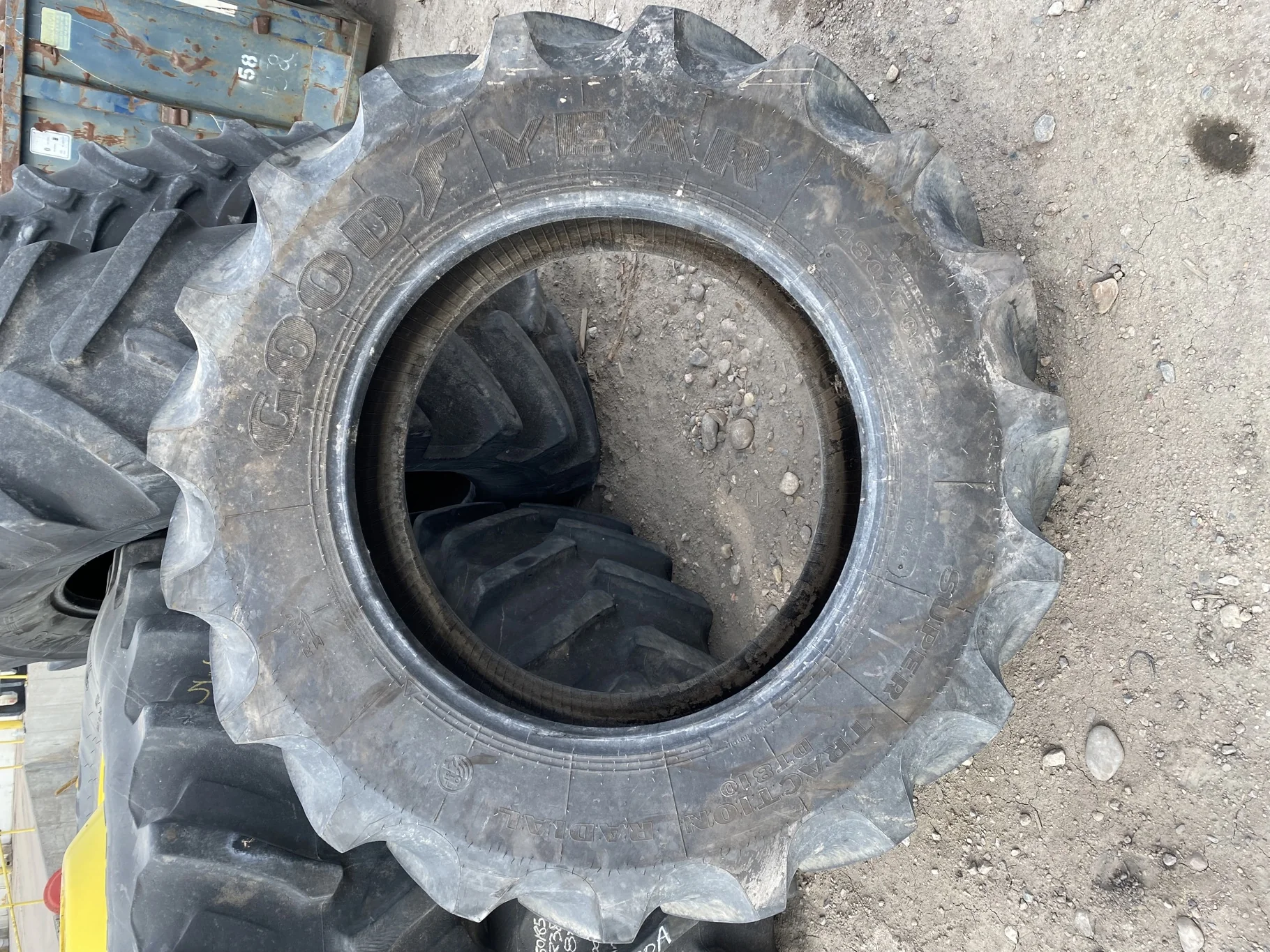 Used 93% 480/70R34 Goodyear Super traction Radial DT810 155A8 R-1W TL (Bead cuts, Stubble)