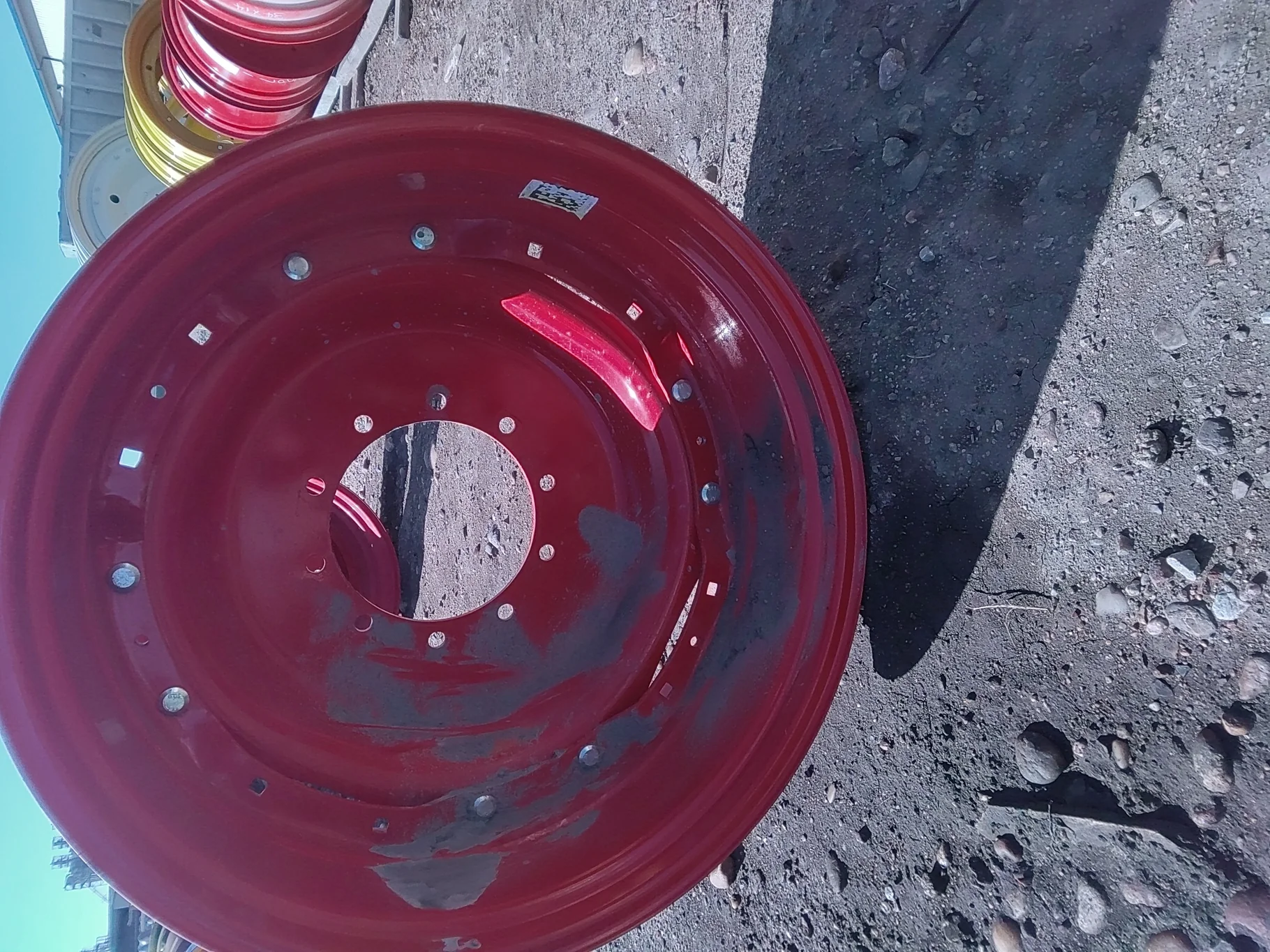 Used 13 X 34 Fendt Red Waffle Wheel ( 2 Bolt) - Good Condition Scratches image 2