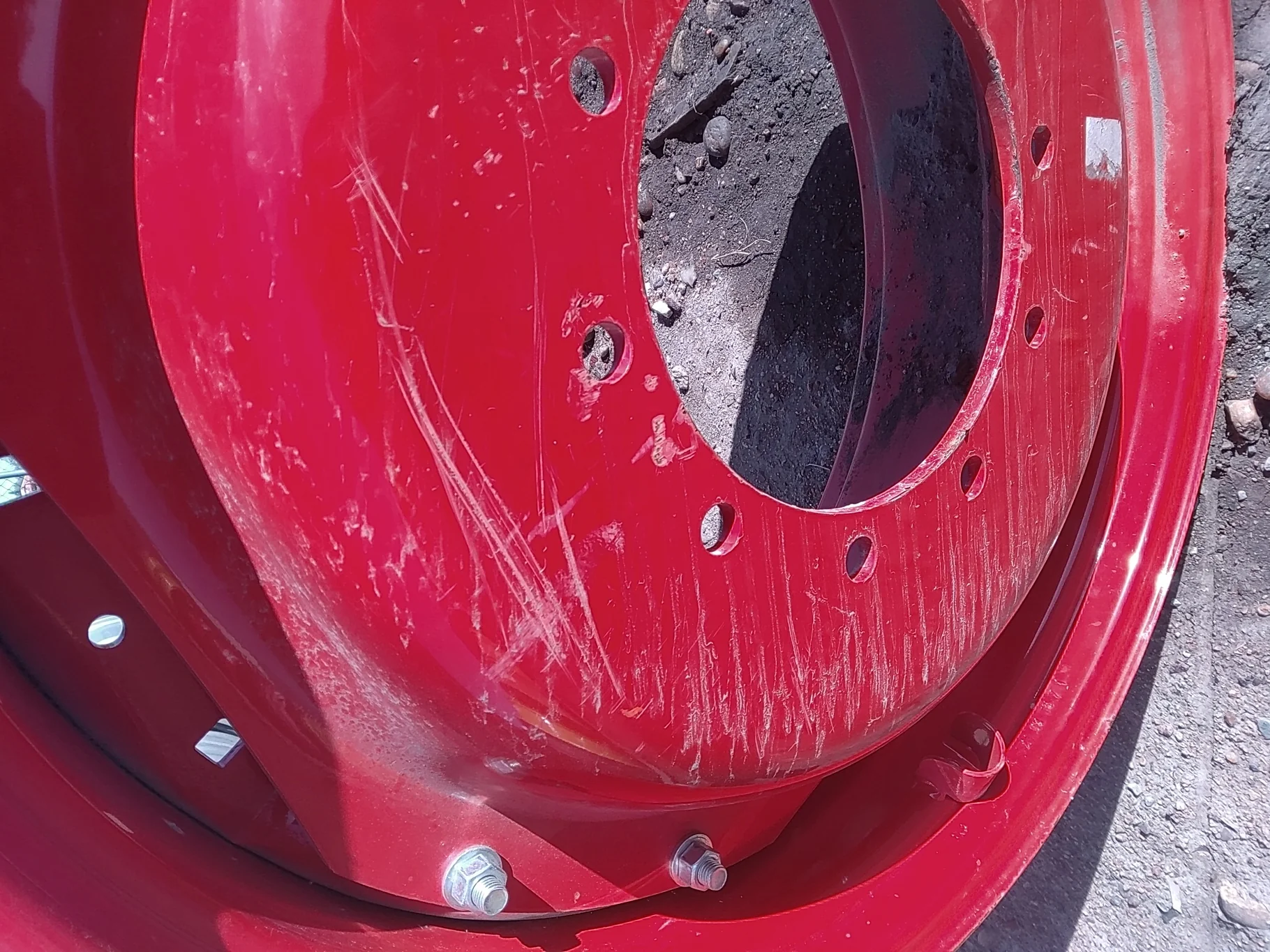 Used 13 X 34 Fendt Red Waffle Wheel ( 2 Bolt) - Good Condition Scratches image 6