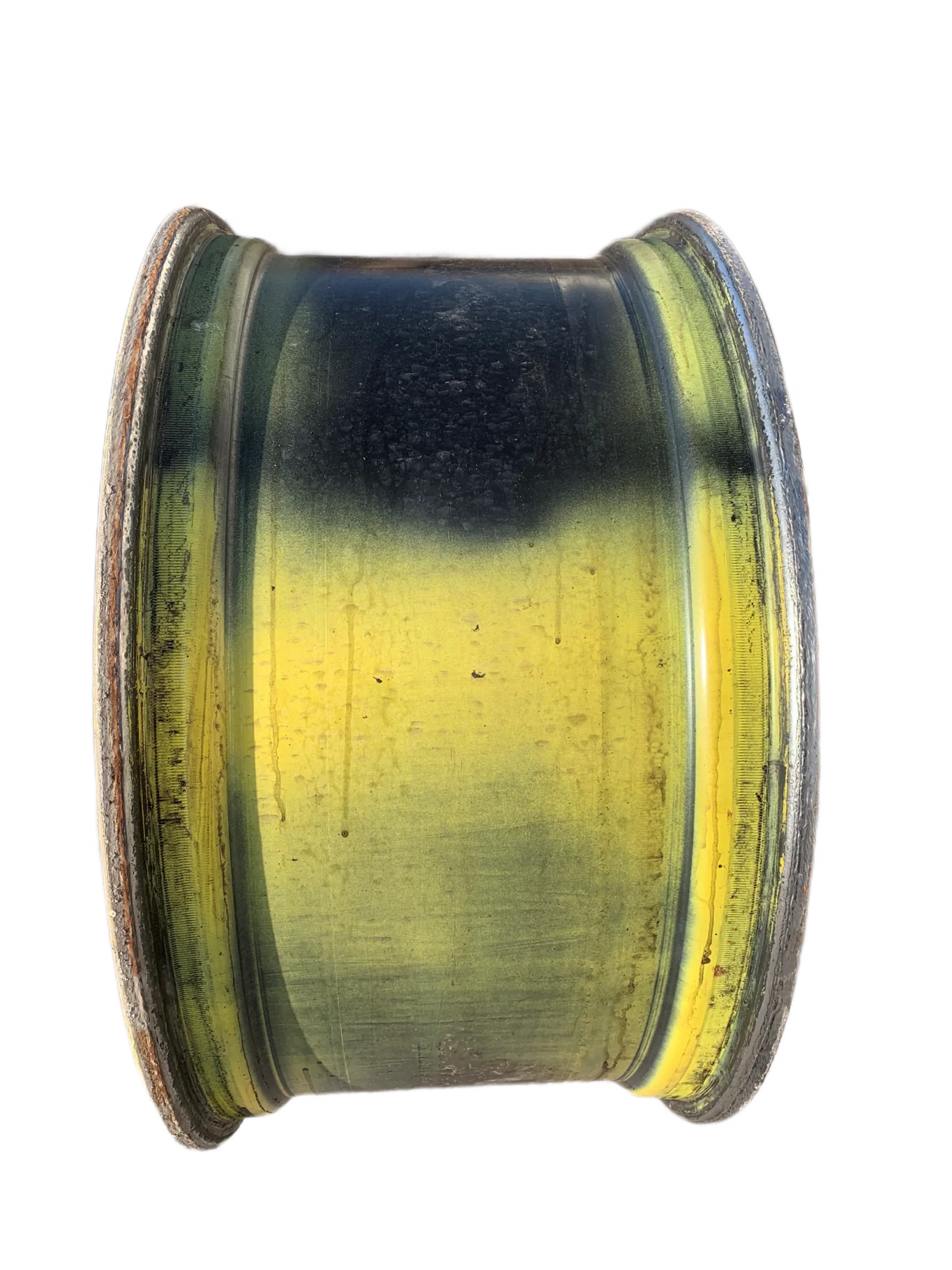 Used 18 X 38 John Deere Yellow Sprayer Wheels (Peeling Paint, Rust Around Mounting Flange, image 2