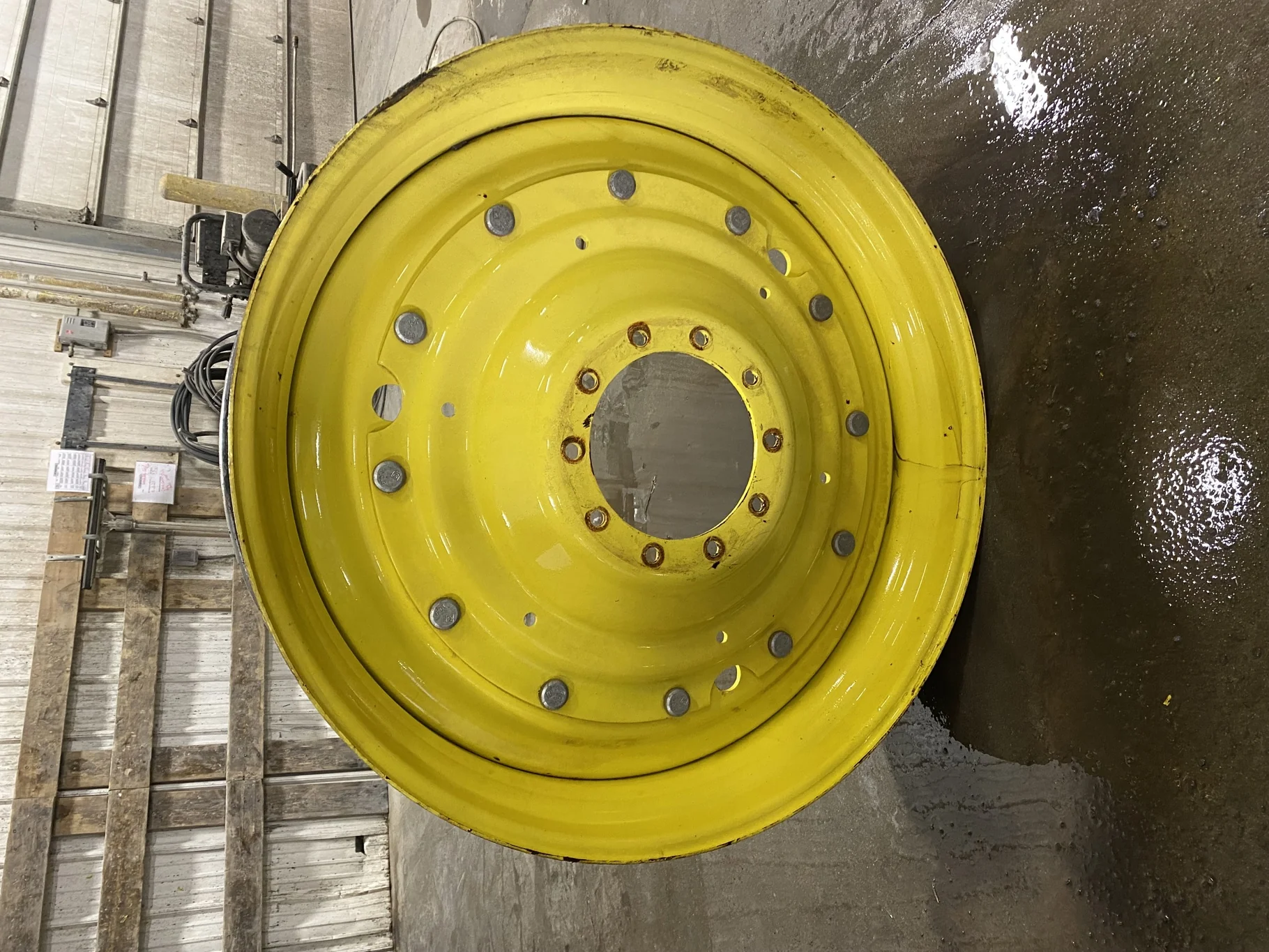 Used 13 X 46 John Deere Yellow 10 Bolt Stub Disc with Center - Good Condition image 2
