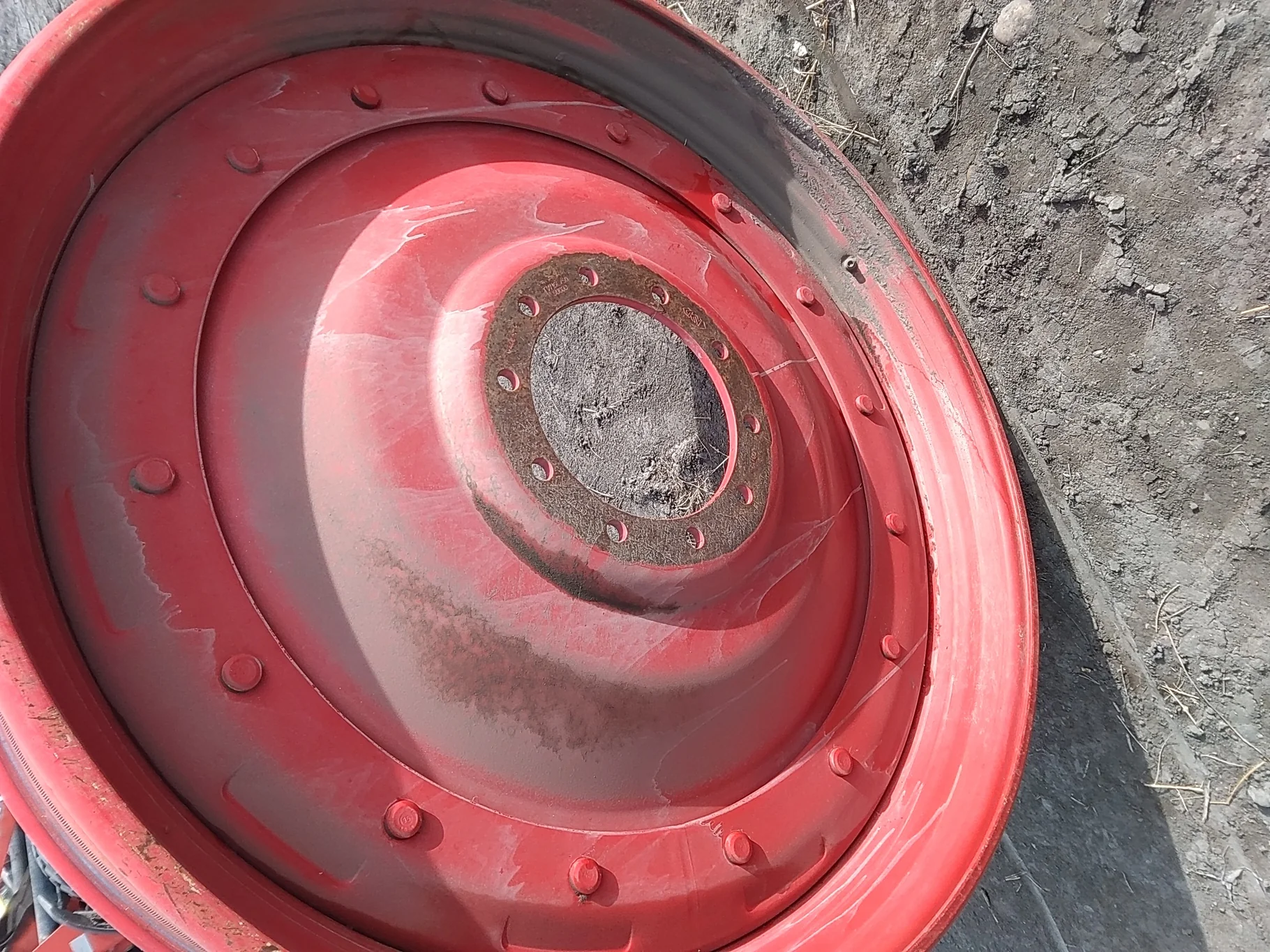 Used 15 X 50 Fendt Red 12 Bolt (.906) Stub Disc Wheel (12-30.375-28.44) +1.375" - Good Condition image 3