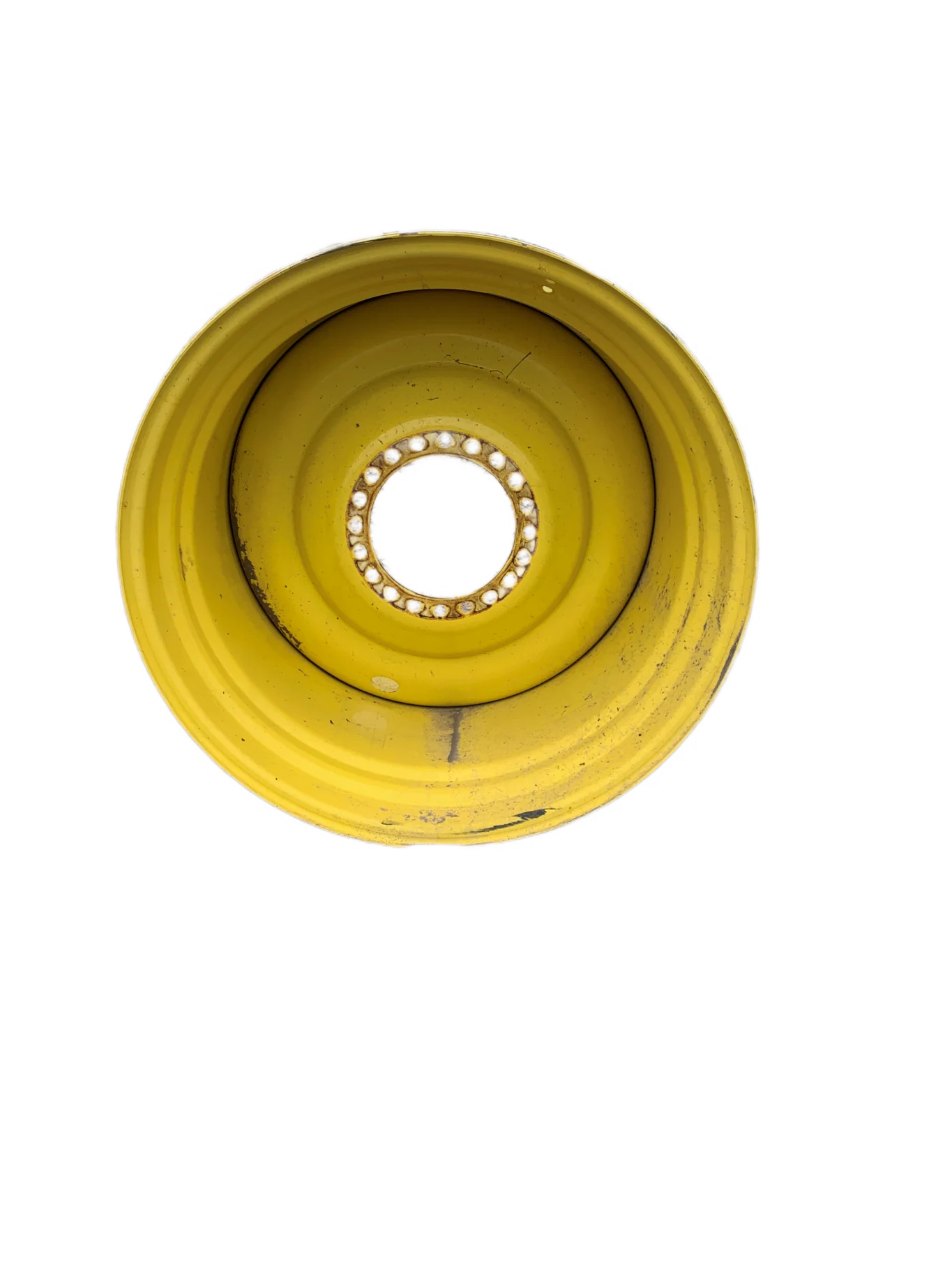 Used 27 X 38 John Deere Yellow 20 Bolt (.984) Combine Wheel (20-13.19-11.07) 17.5" (paint scratched