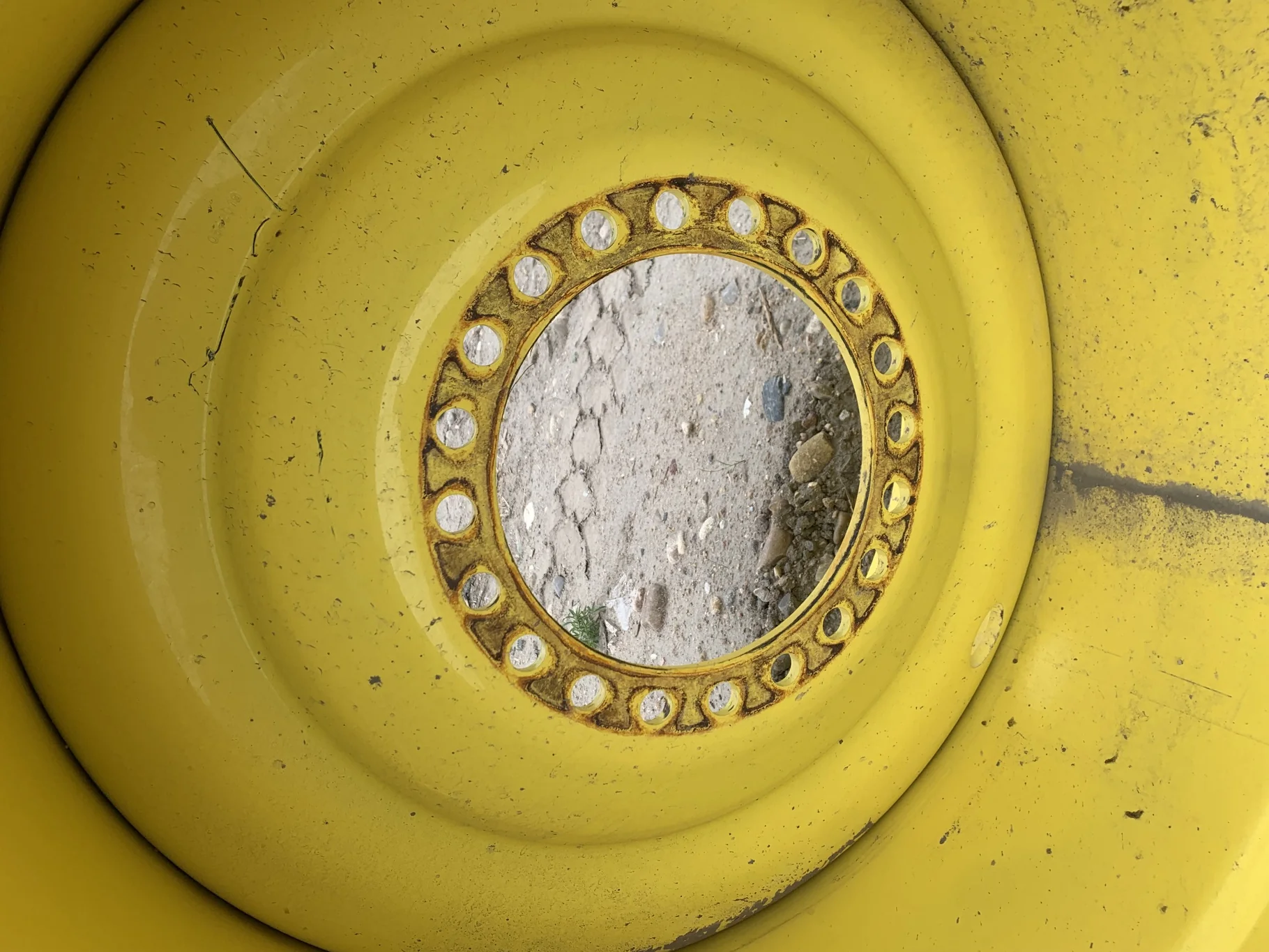 Used 27 X 38 John Deere Yellow 20 Bolt (.984) Combine Wheel (20-13.19-11.07) 17.5" (paint scratched image 2