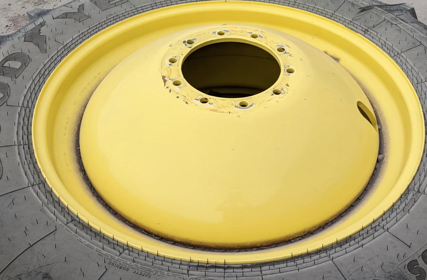 USED 16 x 42 10-13.187-11.07-14.4 (INSIDE) DOLLY DUAL YELLOW WHEEL