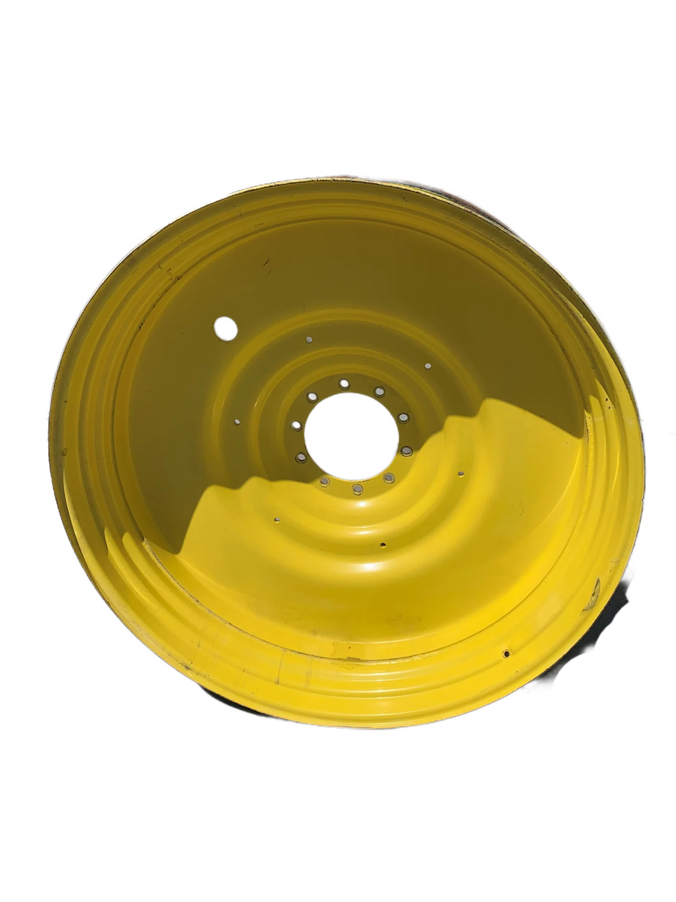 Used 16 X 54 JD Yellow 54x16 10 Bolt Duel Wheels  
(Faded Paint, Paint Scratches)
