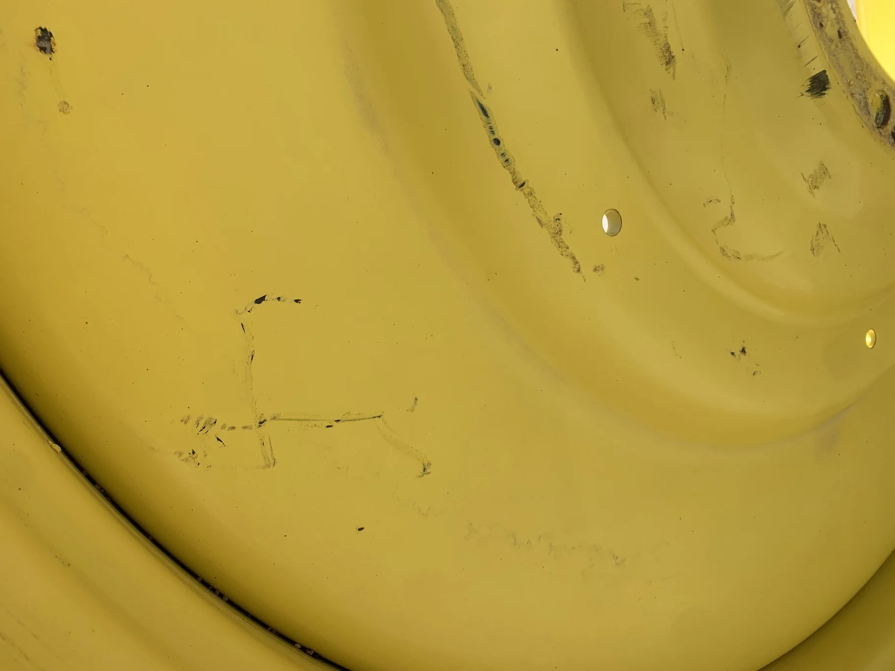 Used 16 X 54 JD Yellow 54x16 10 Bolt Duel Wheels  
(Faded Paint, Paint Scratches) image 4