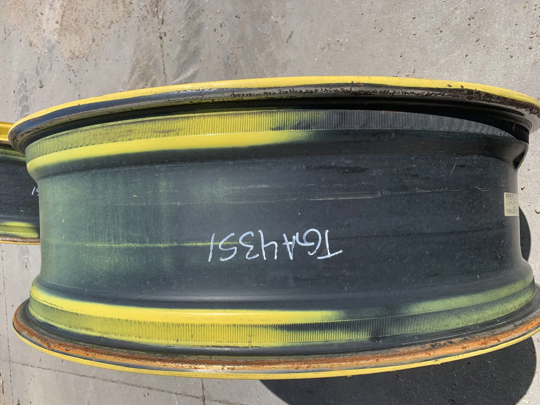 Used 12 X 42 WAFFLE JD Yellow 12-19.68-17.65 3 BOLT CENTER (Rust Around Mounting Holes, Scratches) image 2