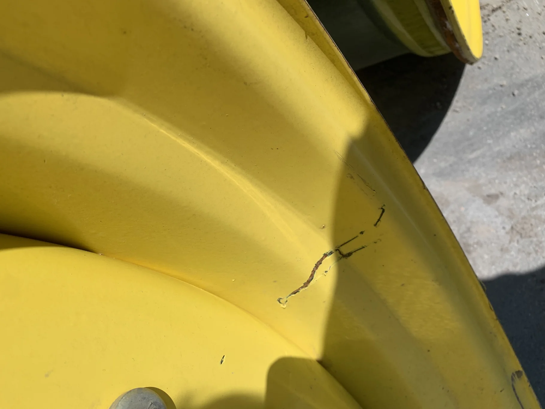 Used 12 X 42 WAFFLE JD Yellow 12-19.68-17.65 3 BOLT CENTER (Rust Around Mounting Holes, Scratches) image 4