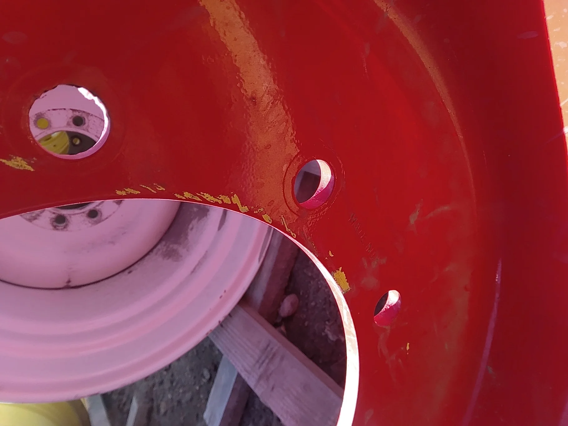 Used 10 X 34 Fendt Red Waffle Wheel (3 Bolt) with a 34"Fendt Red 10 Bolt (.906") Waffle Center (10-1 image 10