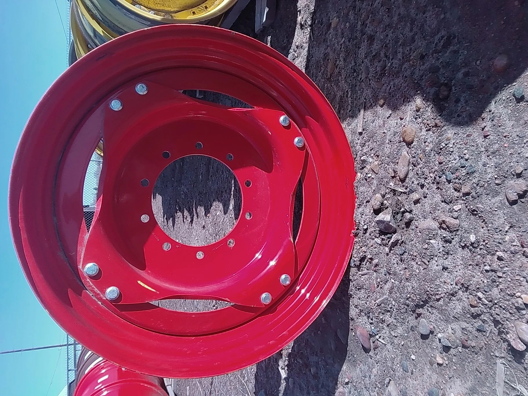 Used 10 X 34 Fendt Red Waffle Wheel (3 Bolt) with a 34"Fendt Red 10 Bolt (.906") Waffle Center (10-1 image 3