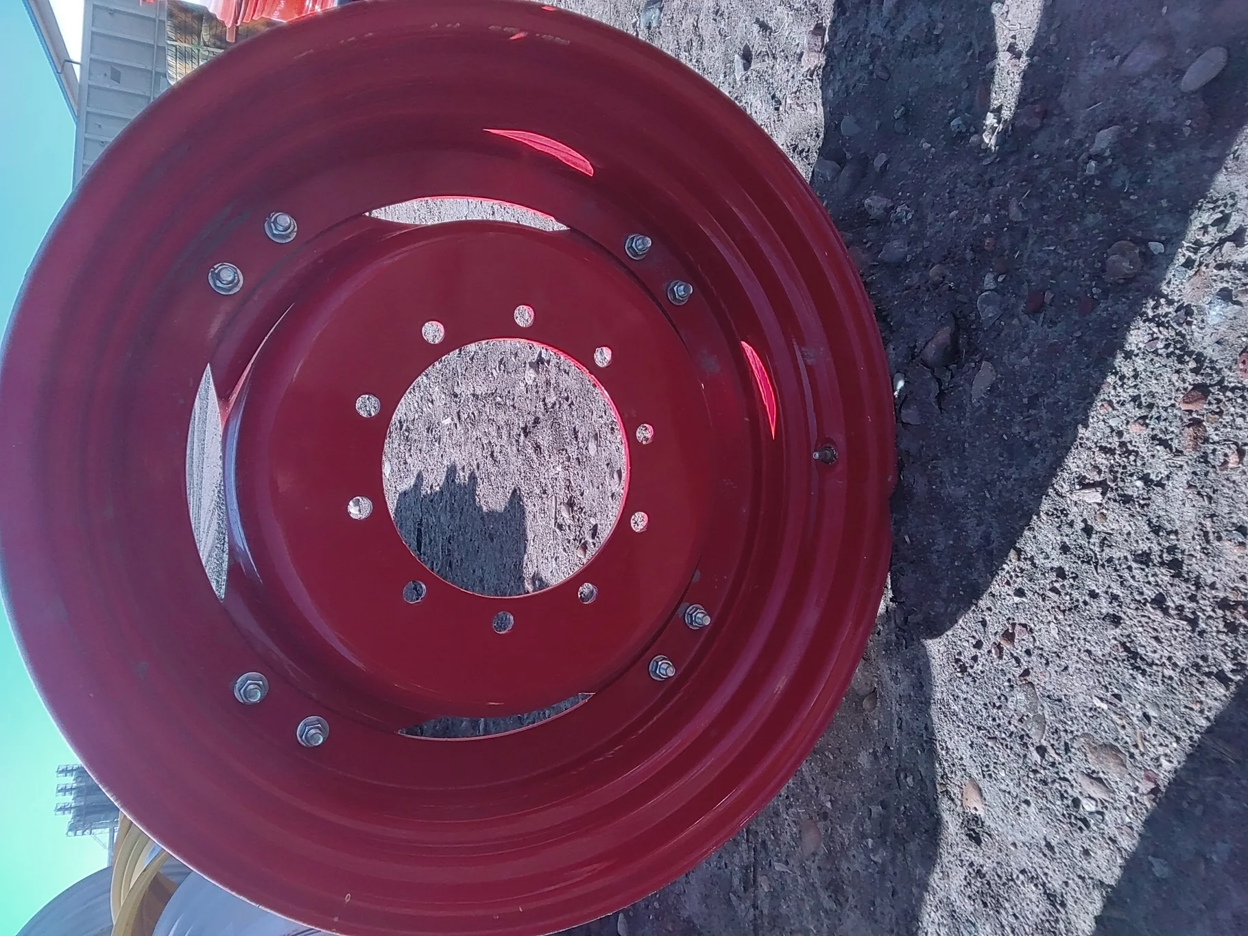 Used 10 X 34 Fendt Red Waffle Wheel (3 Bolt) with a 34"Fendt Red 10 Bolt (.906") Waffle Center (10-1 image 6