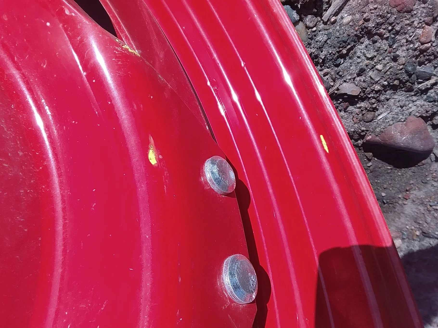 Used 10 X 34 Fendt Red Waffle Wheel (3 Bolt) with a 34"Fendt Red 10 Bolt (.906") Waffle Center (10-1 image 9