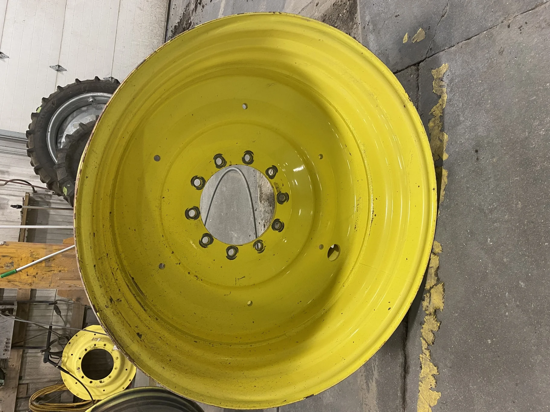 Used 27 X 38 John Deere Yellow 10 bolt combine rim 15 1/2" BS  (Rust Spots, Scratches)