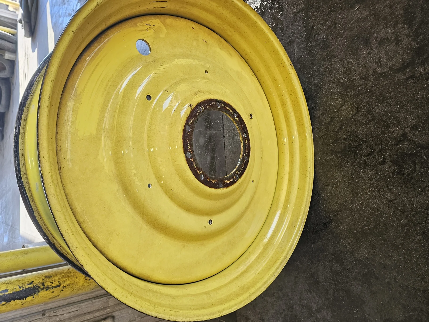 Used 15 X 50 John Deere Yellow 10 Bolt (.906) Dual Wheel (10-13.189-11.07) -6.38" IN w/.799 weight h