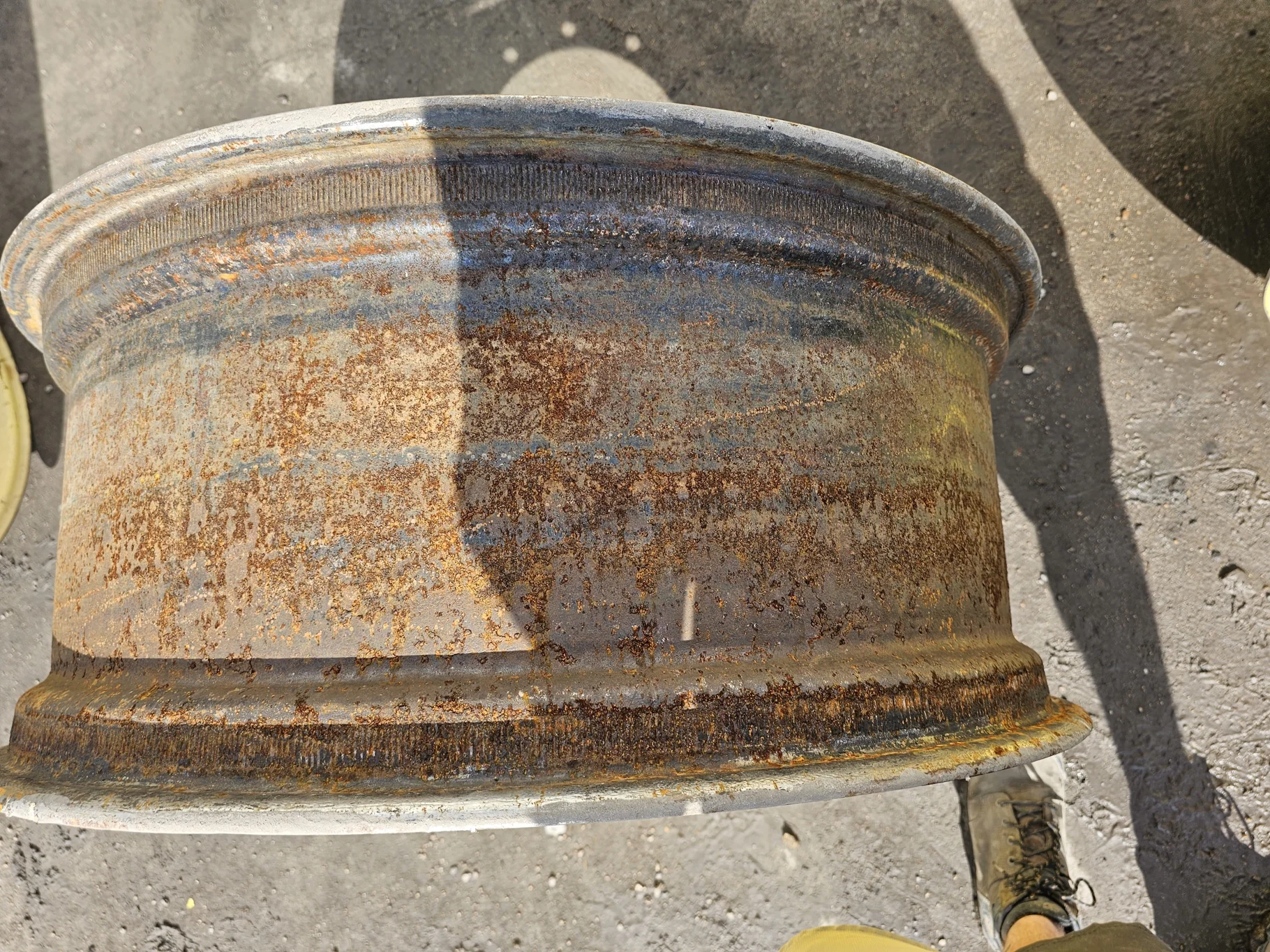 Used 13 X 34 John Deere Yellow Waffle Wheel (3 Bolt) (16-29.25) 8.25" BS with a 34" John Deere Yello image 3