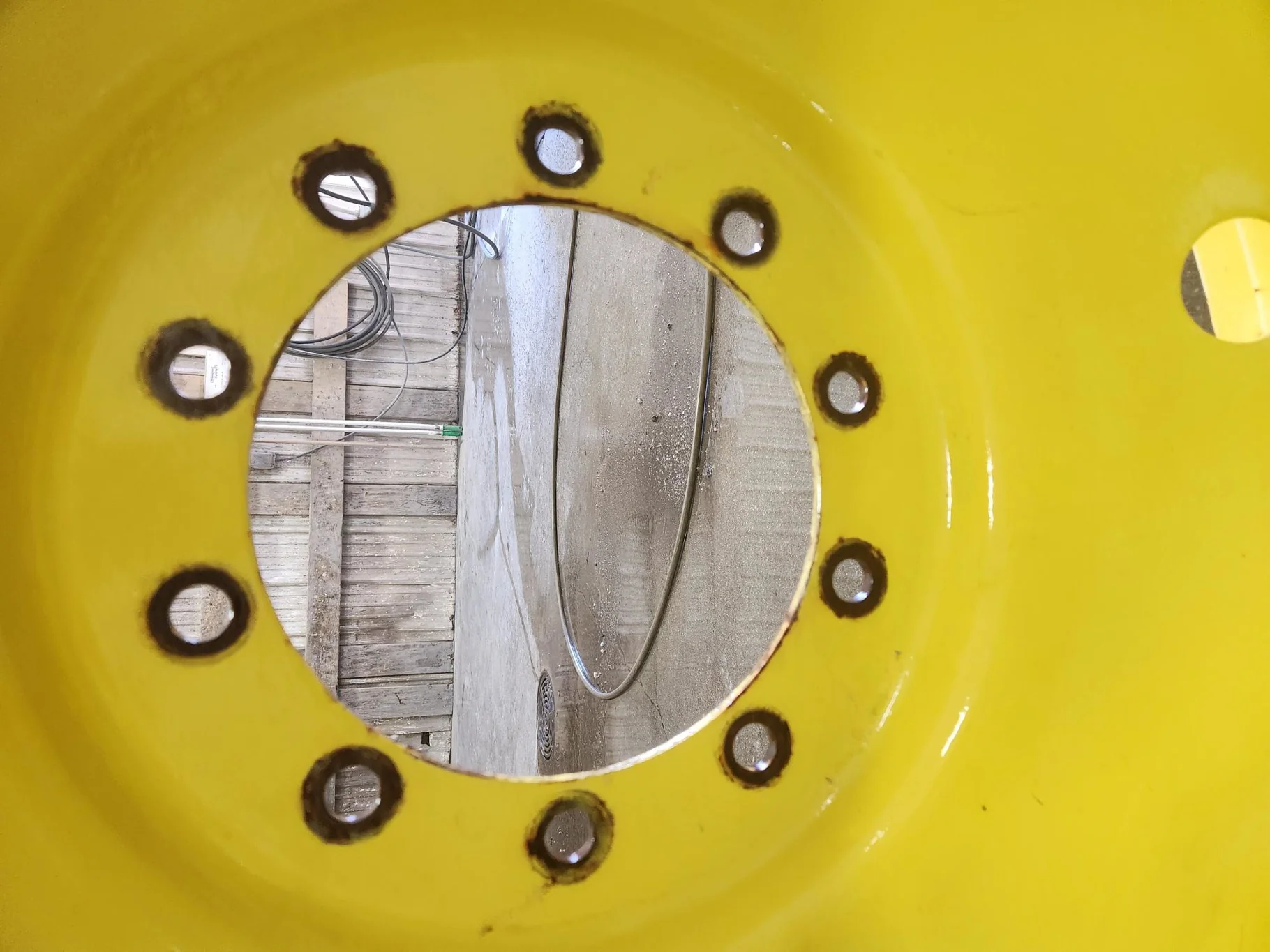 USED 18 X 38 10-13.187-11.07-14.4 (INSIDE) DOLLY DUAL YELLOW WHEEL image 5