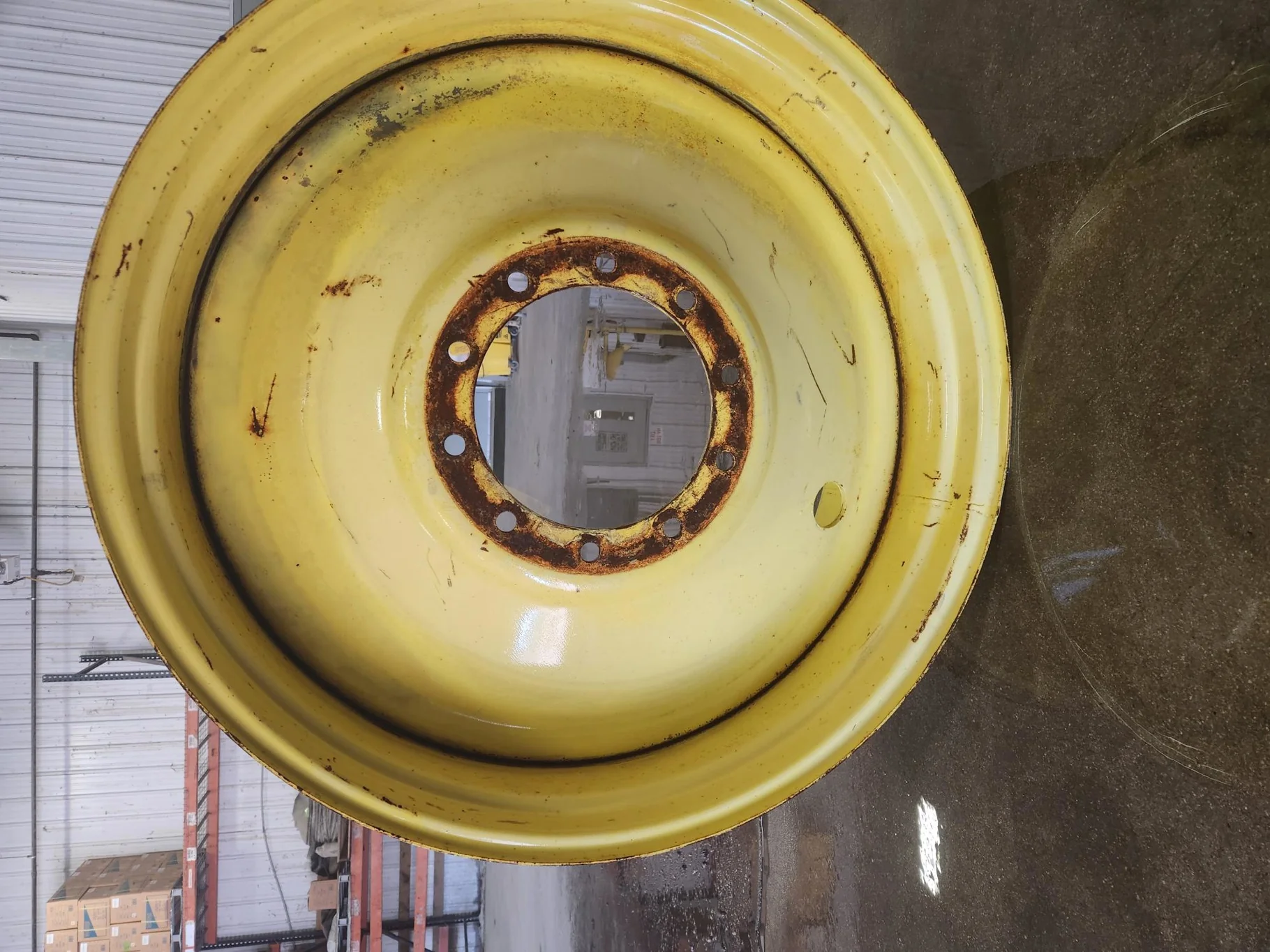 USED 18 X 38 10-13.187-11.07-14.4 (INSIDE) DOLLY DUAL YELLOW WHEEL image 6