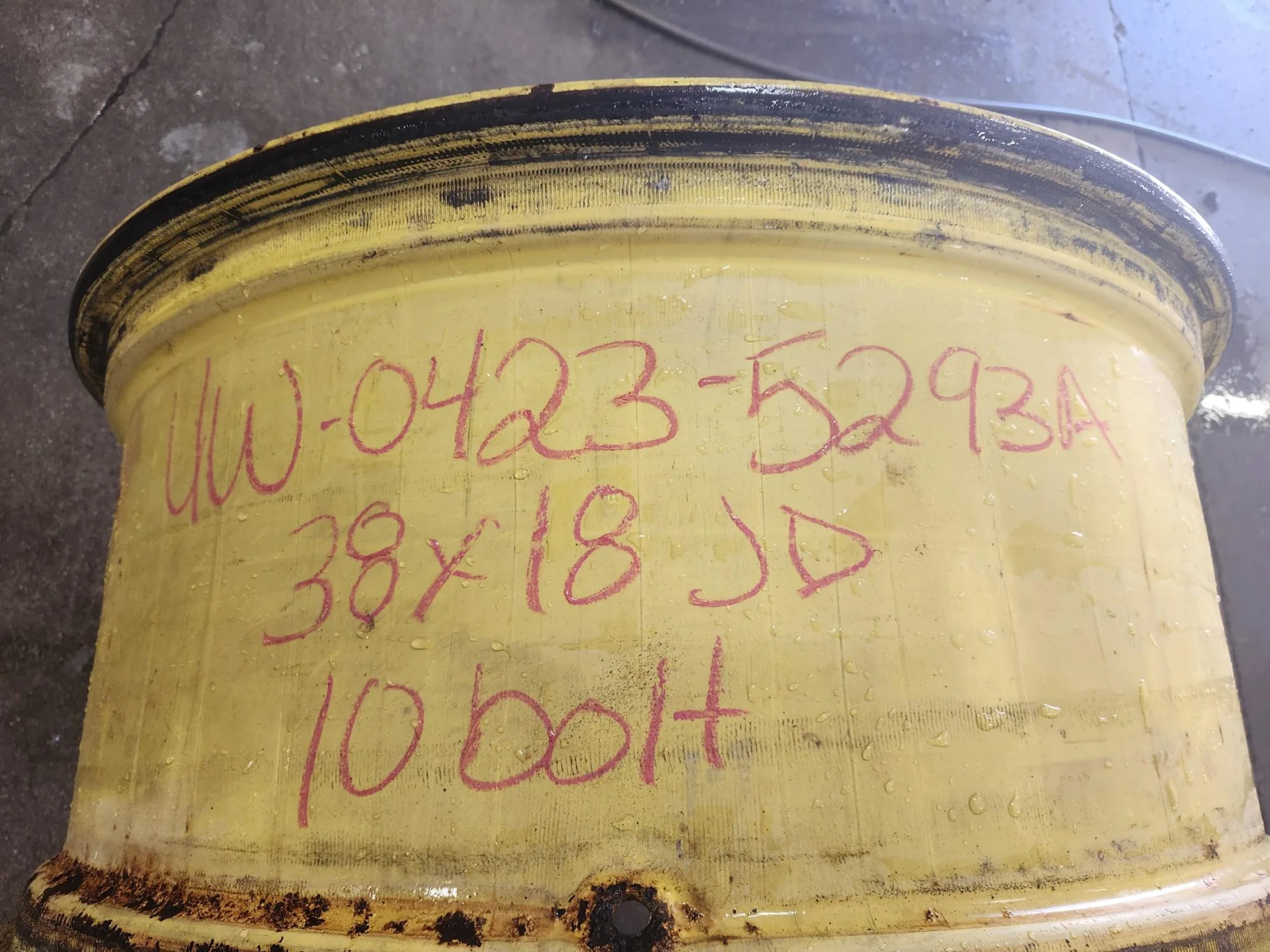 USED 18 X 38 10-13.187-11.07-14.4 (INSIDE) DOLLY DUAL YELLOW WHEEL image 9