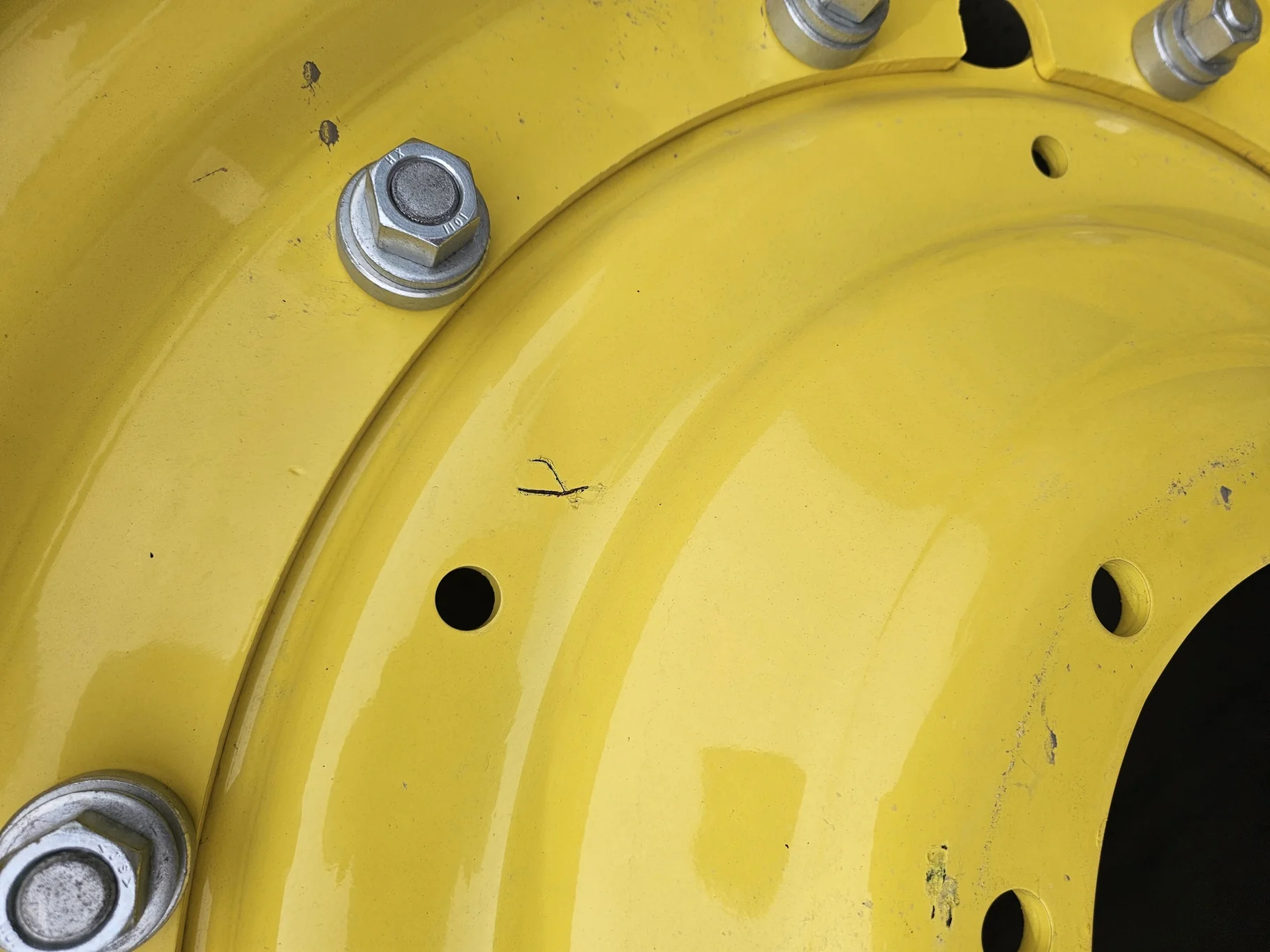 Used 10 X 46 John Deere Yellow 12 Bolt (.937) Stub Disc Wheel (12-32.047-30.09) - 3.875" with a 38" image 2