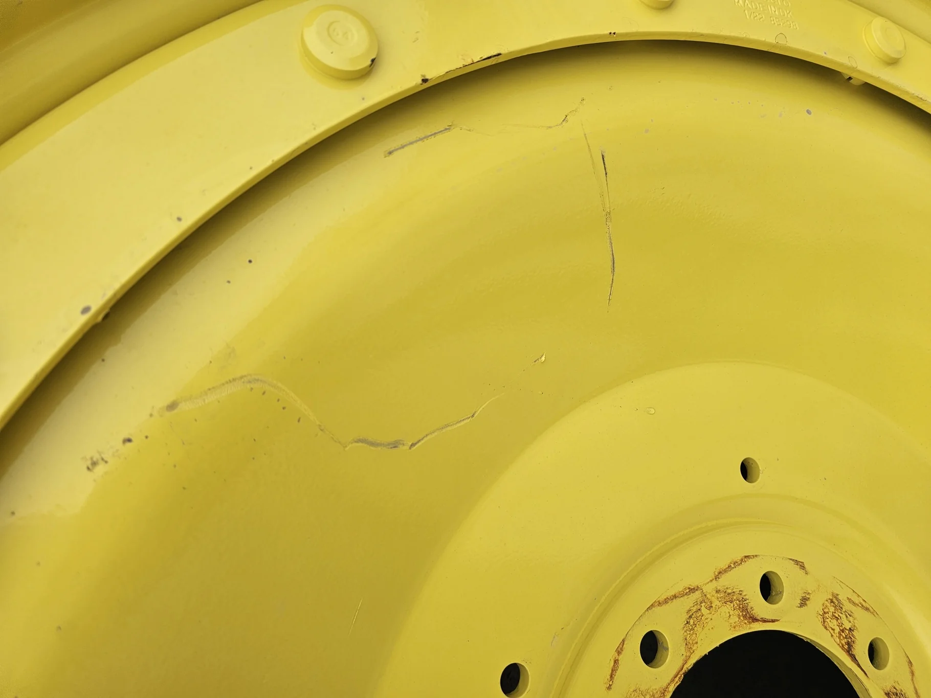 Used 10 X 46 John Deere Yellow 12 Bolt (.937) Stub Disc Wheel (12-32.047-30.09) - 3.875" with a 38" image 2