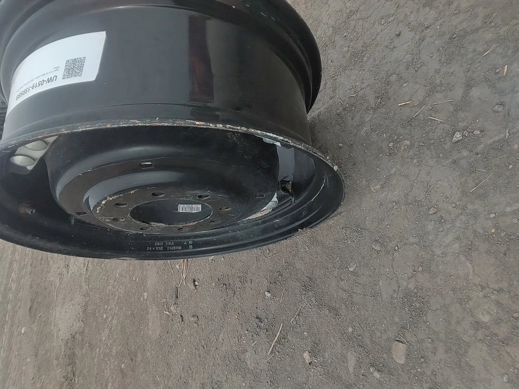 Used 10 X 24 Black 8 Bolt (.708) GKN Style Wheel (8-8-6) 5" Offset image 5