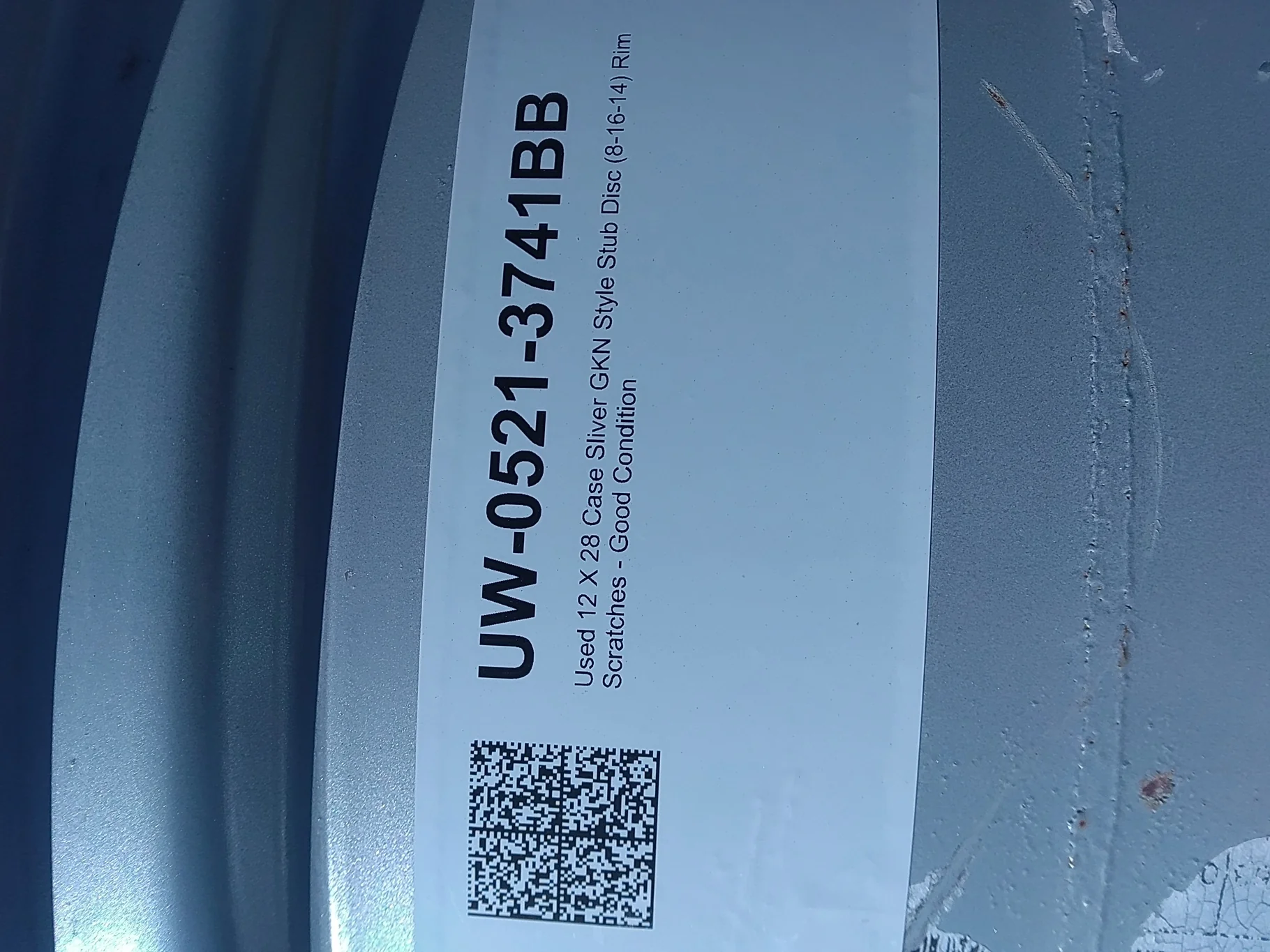 Used 12 X 28 Case Sliver GKN Style Stub Disc (8-16-14) Rim Scratches - Good Condition image 2