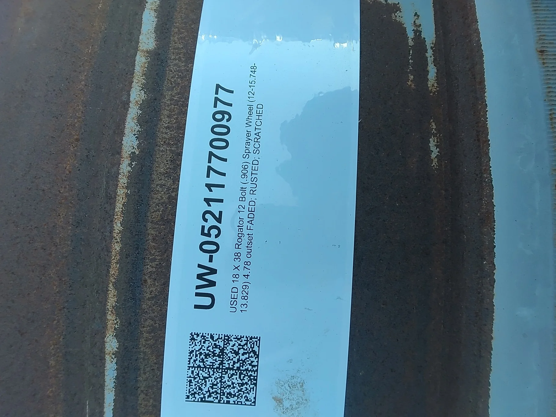 USED 18 X 38 Rogator 12 Bolt (.906) Sprayer Wheel (12-15.748-13.829) 4.78 outset image 2