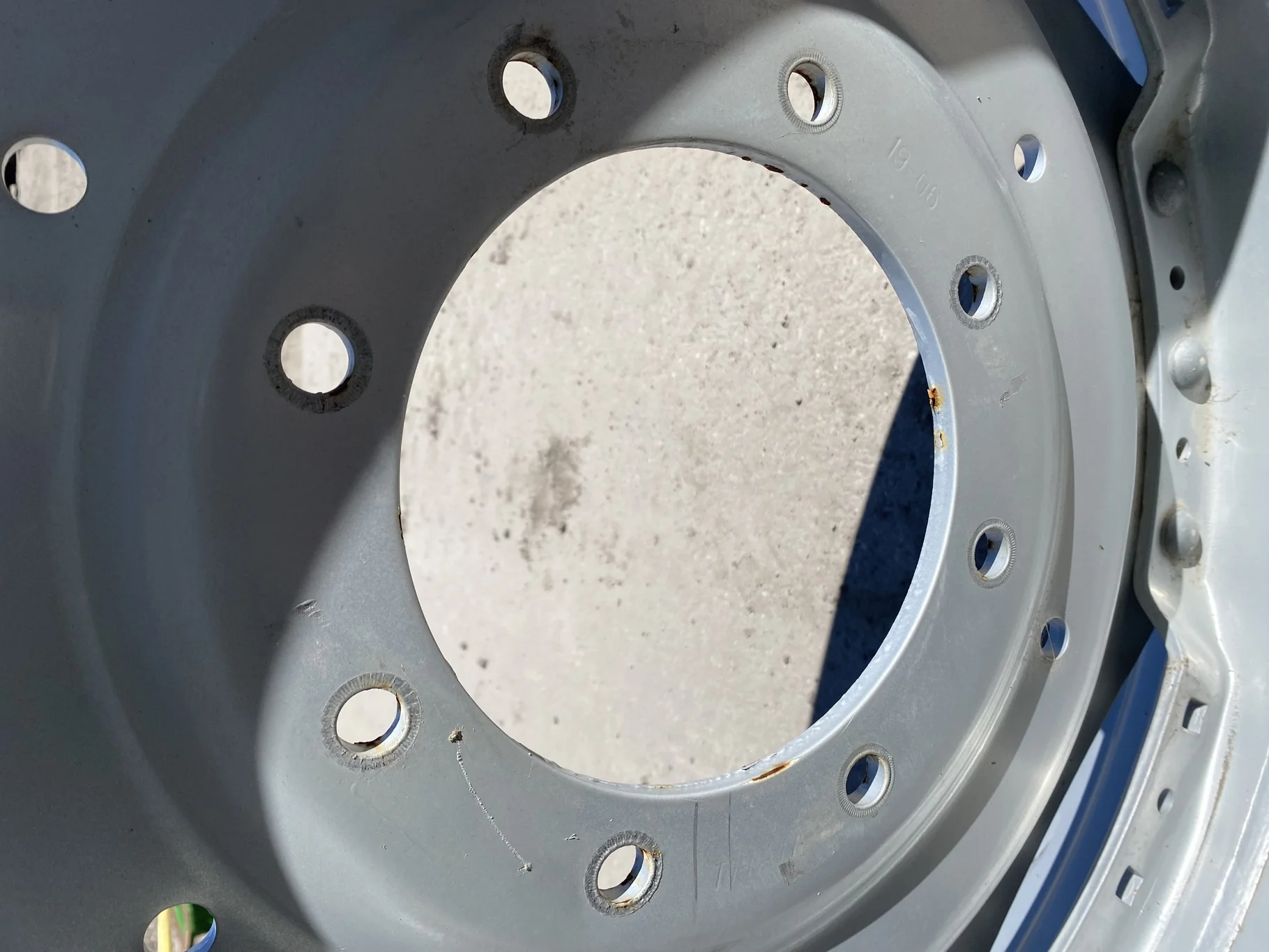Used 12 X 38 Case IH Silver Waffle Wheel (3 Bolt) with a 38" Case IH Silver 8 Bolt (.75) Waffle Cent image 3