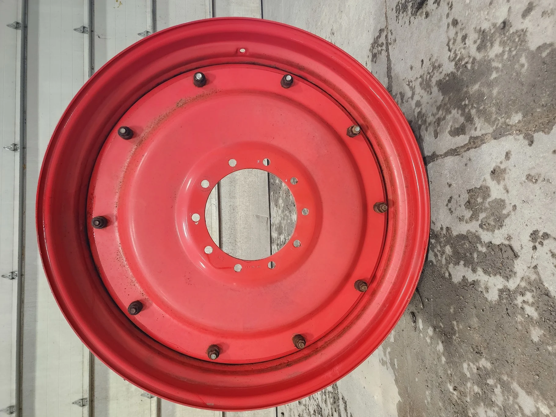 Used 16 X 42 Fendt red 10 Bolt Center (.937) 2 Piece Dual Wheel (10-13.187-11.080) -Rusted Bolts Ar image 2