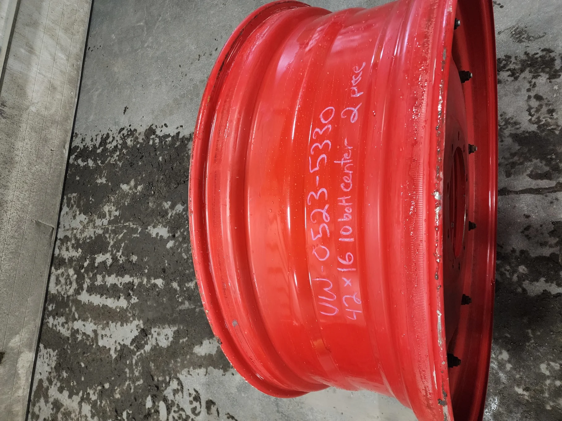 Used 16 X 42 Fendt red 10 Bolt Center (.937) 2 Piece Dual Wheel (10-13.187-11.080) -Rusted Bolts Ar image 3