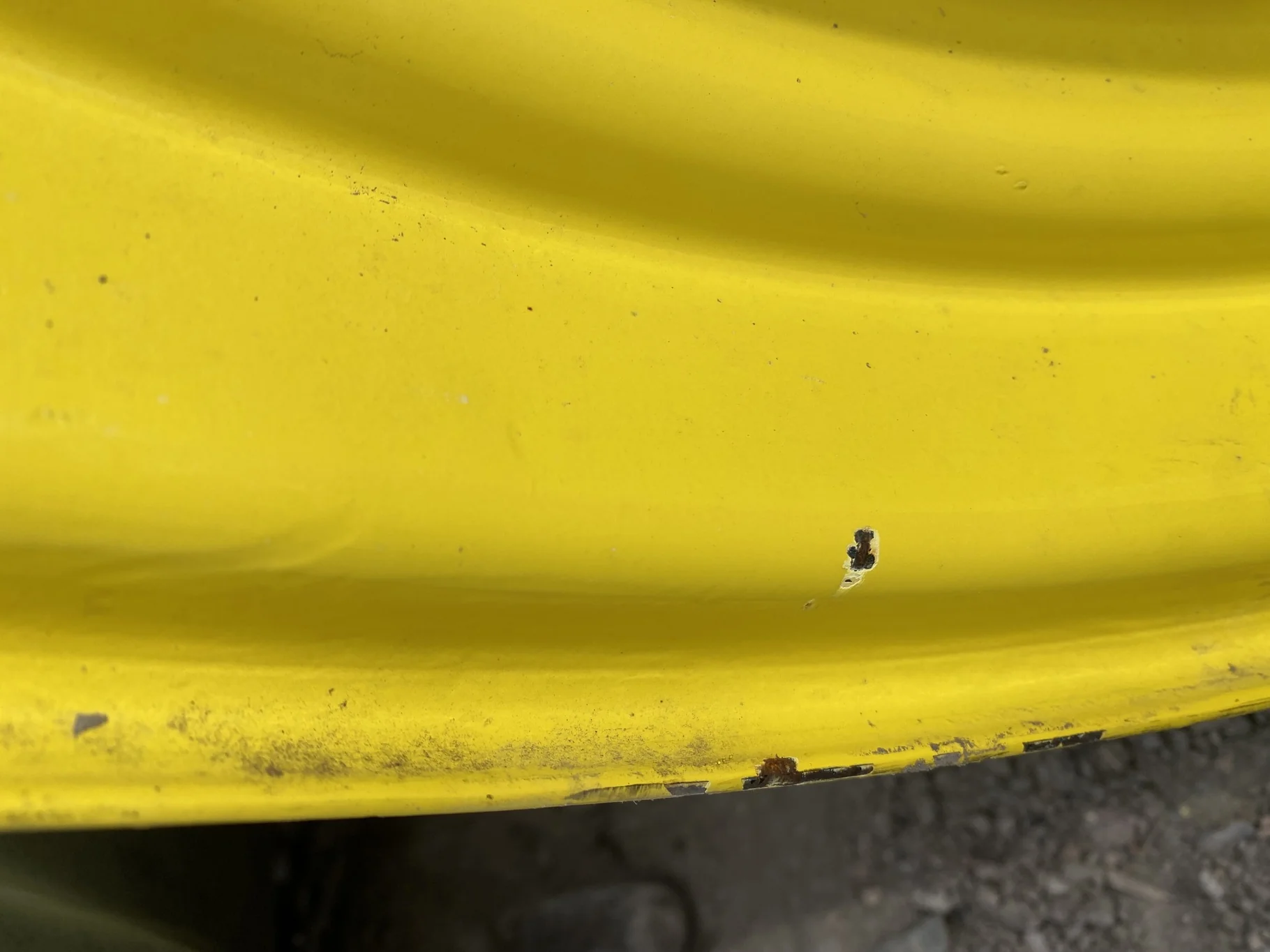 Used 15 X 30 John Deere Yellow Waffle Wheel (2 Bolt) (24-23.25) 9.5" BS with a 28/30" John Deere Yel image 6