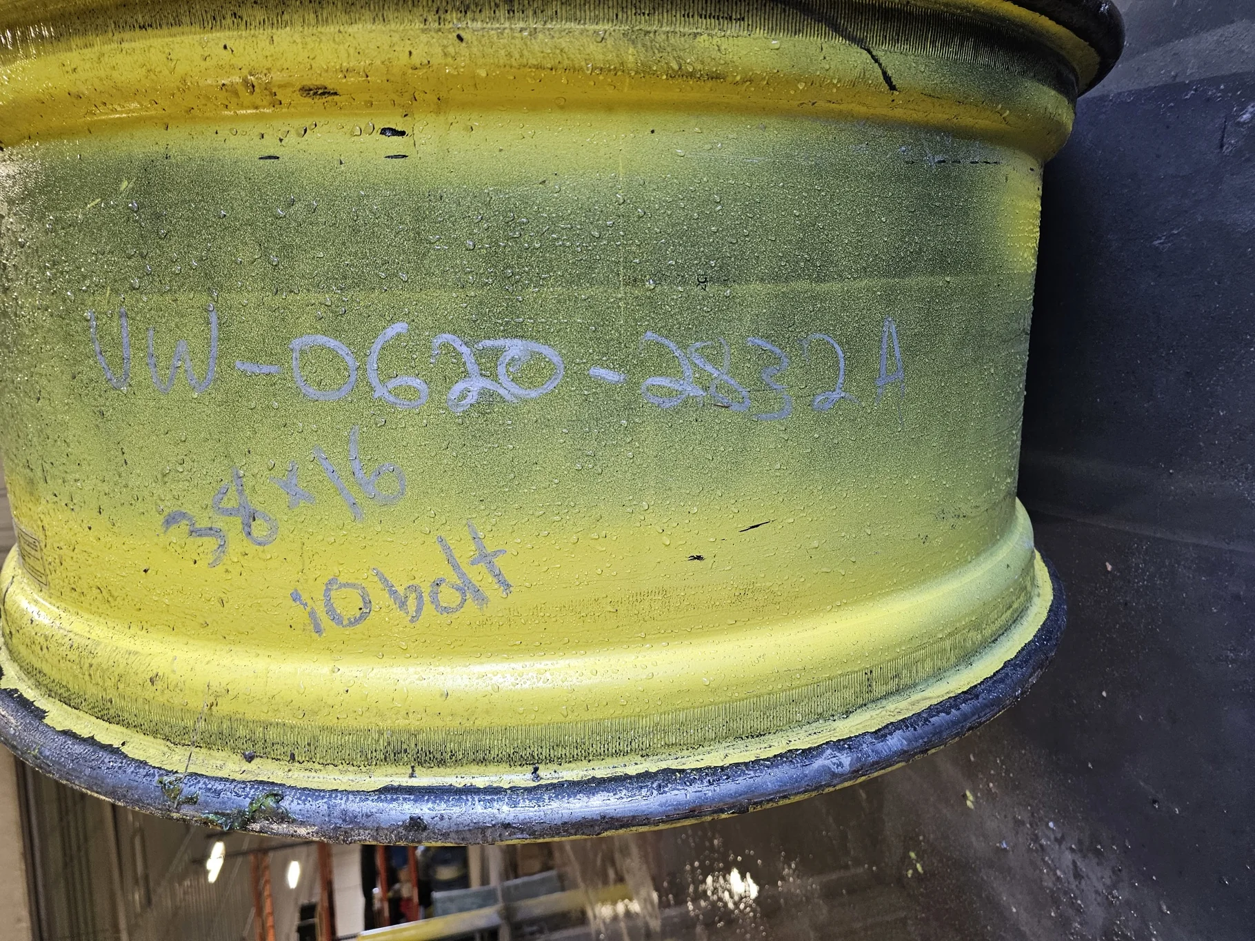 USED 16 X 38 10-13.187-11.07-14.4 (INSIDE) DOLLY DUAL YELLOW WHEEL image 2