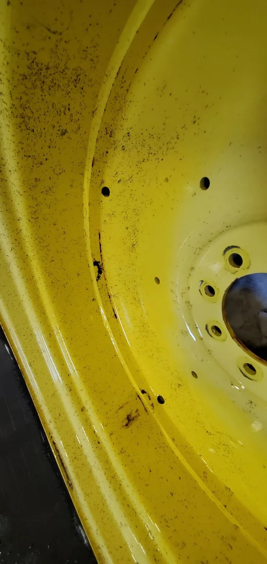 Used 15 X 34 John Deere Yellow 8 Bolt (.866) Wheel (8-8-6) 13" FS (Faded rims, Scratches, light rust image 2