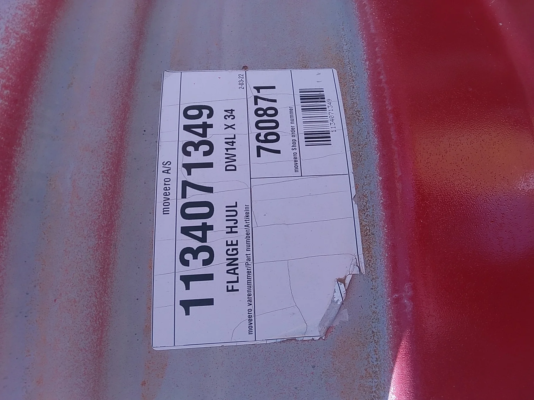 Used 14 X 34 Fendt Red 8 Bolt Reinforced 12 Bolt Center Wheel Assembly (12-16.625-14.625) ) - Good C