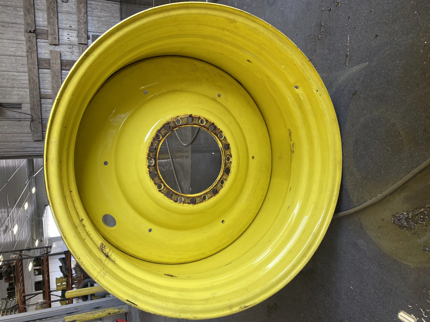 Used 27 X 38 John Deere Yellow 20 Bolt (.906) Combine Wheel (20-13.187-11.08) (light scratches and r image 2