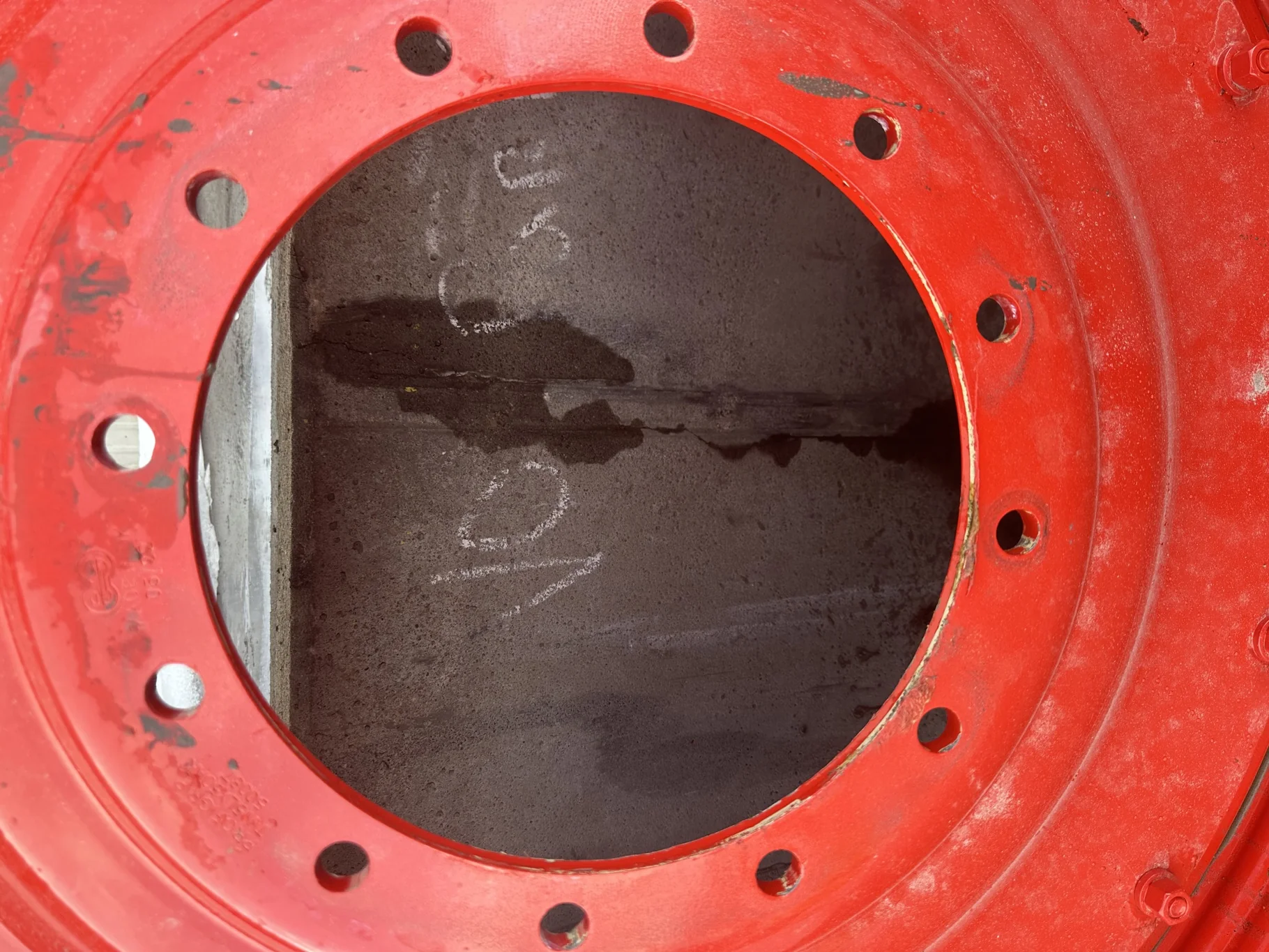 Used 15 X 50 Fendt Red 12 Bolt (.937) Dual Wheel (12-16-14) 8.63" IN (Paint Scratches) - Good Condit