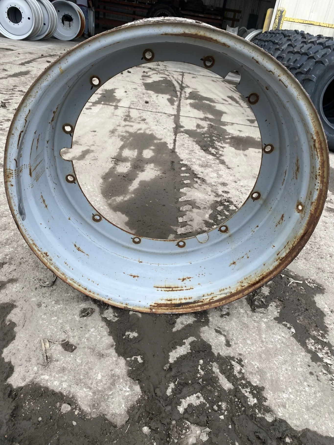 Used 18 X 38 Agco Gray Stub Disc Sprayer Rims (Rusted Valve Stems; Major Rust Spots) image 3